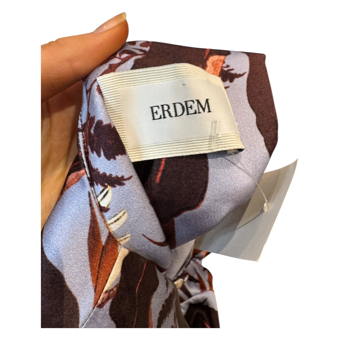 Erdem Blue and Burgundy Florence Silk Dress - 12