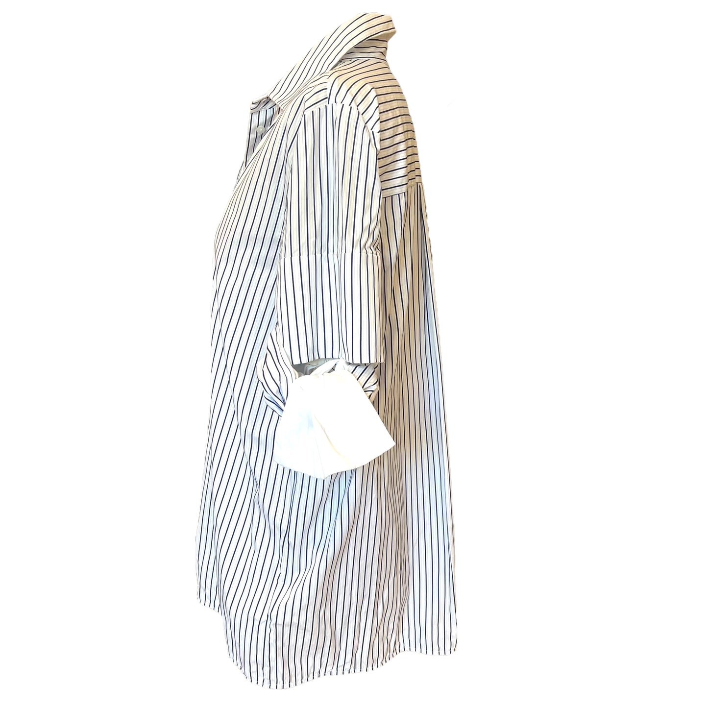 Victoria Beckham White and Navy Stripe Shirt - 14