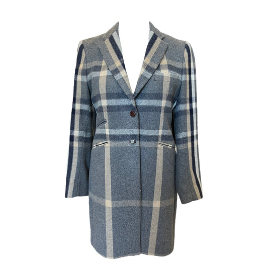 Vilagallo Grey Check Wool Blend Coat