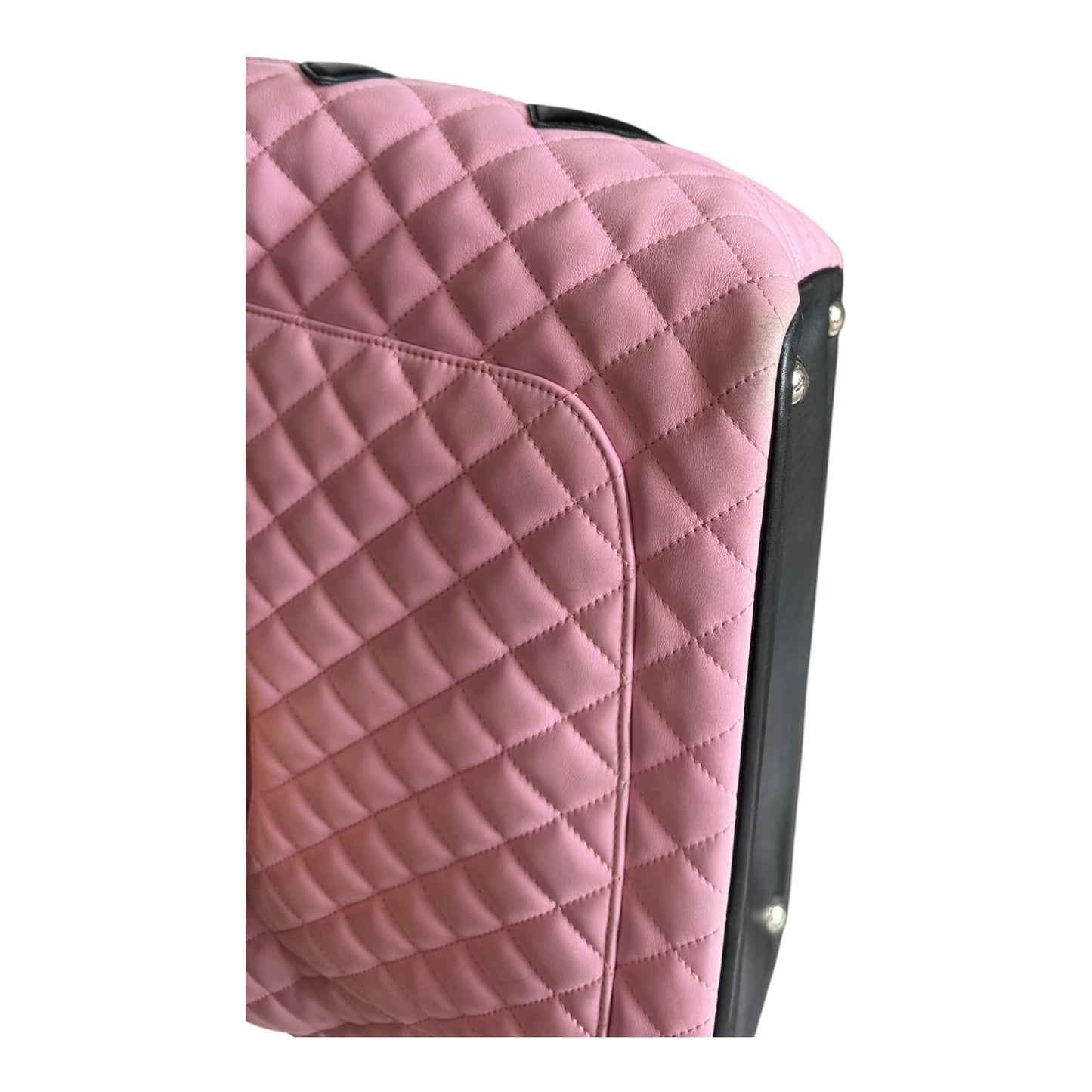 Chanel Cambon Ligne Pink and Black Quilted Tote Bag