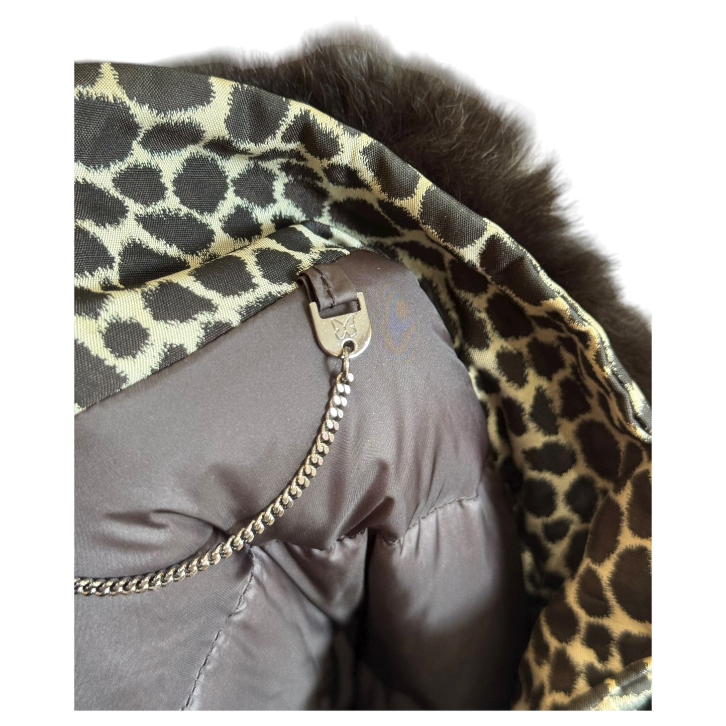 Weekend Max Mara Black and Cream Animal Print Puffer - 10