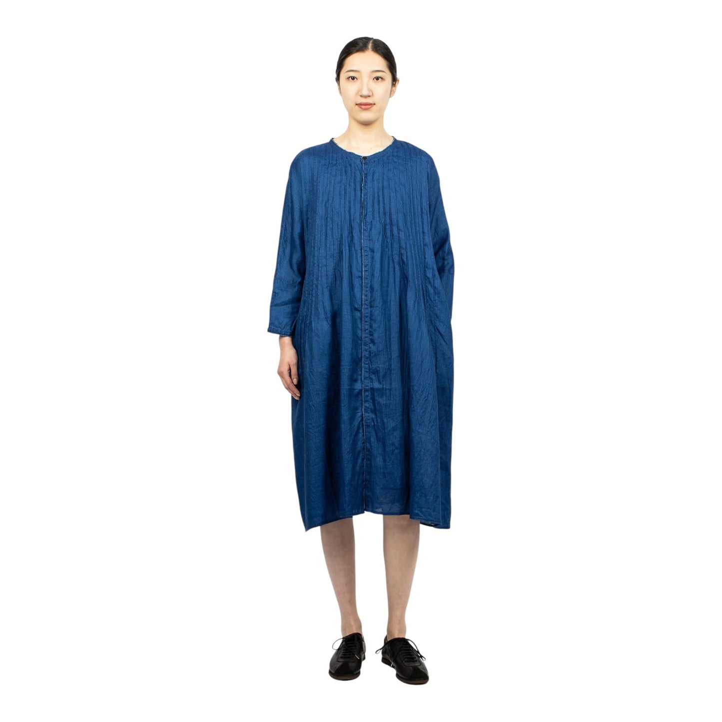 Kapital Blue French Linen Pintuck O'Keeffe Dress - One Size