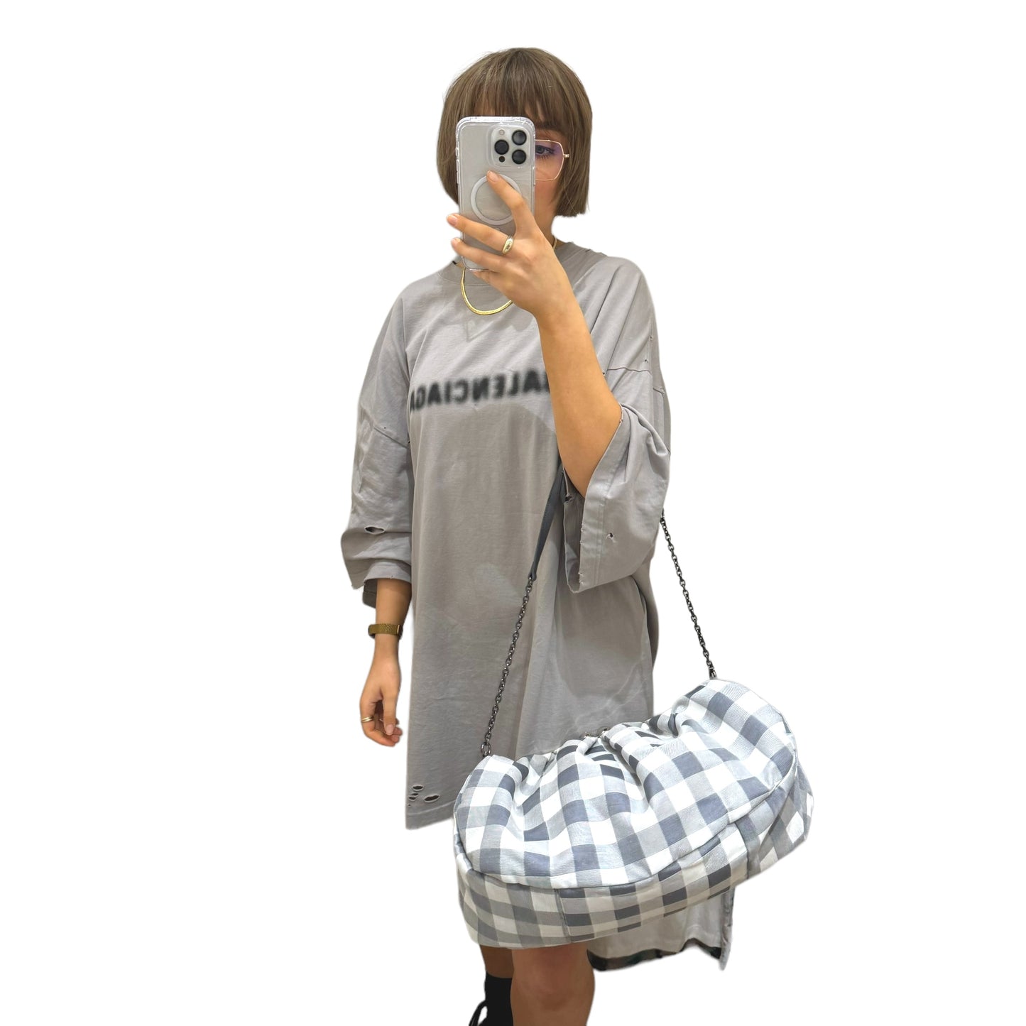 Weekend Max Mara Grey Gingham Bag