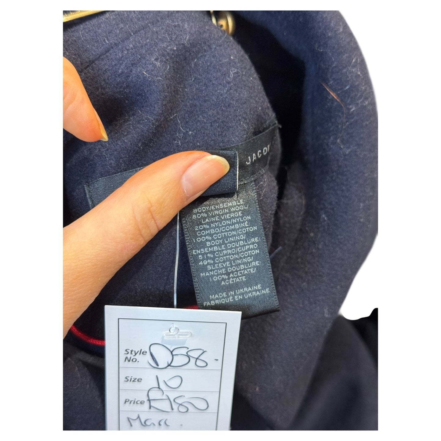 Marc Jacobs Navy Virgin Wool Coat - 10