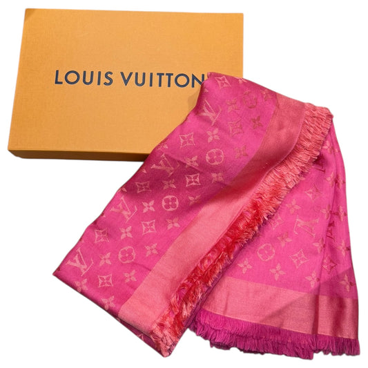 Louis Vuitton Large Pink Wool and Silk Monogram Scarf
