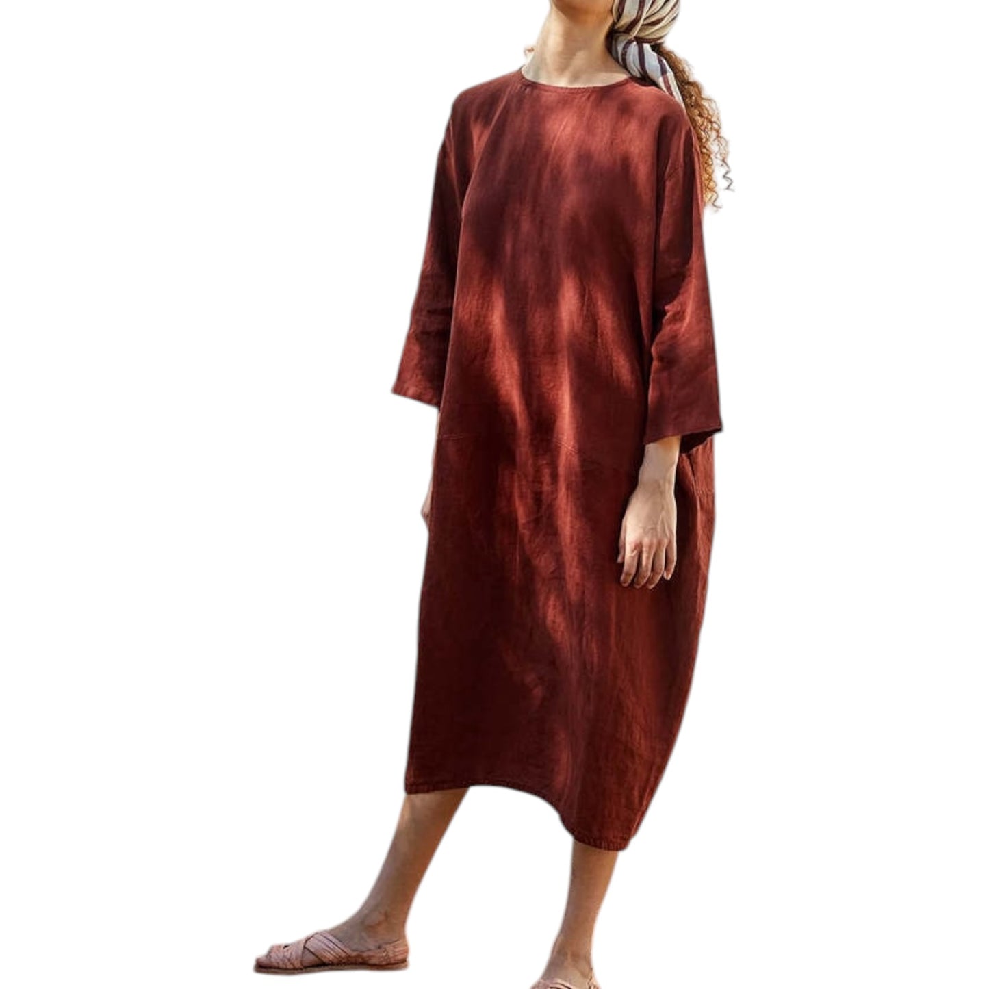 Black Crane Bud Dress in Brick Red - 12/14