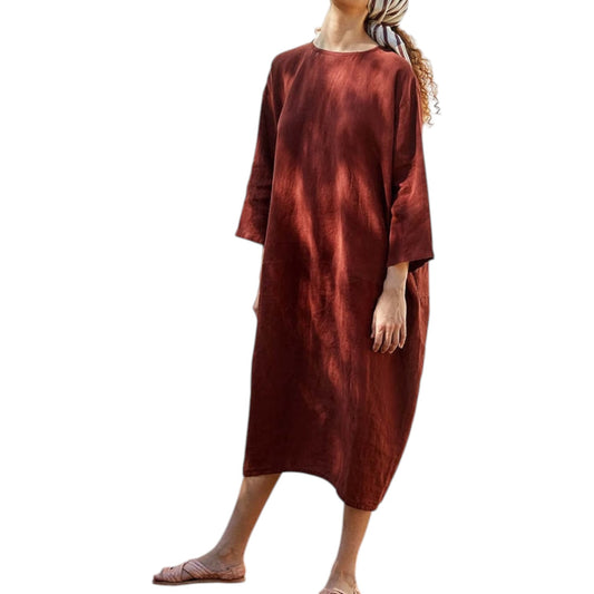 Black Crane Bud Dress in Brick Red - 12/14