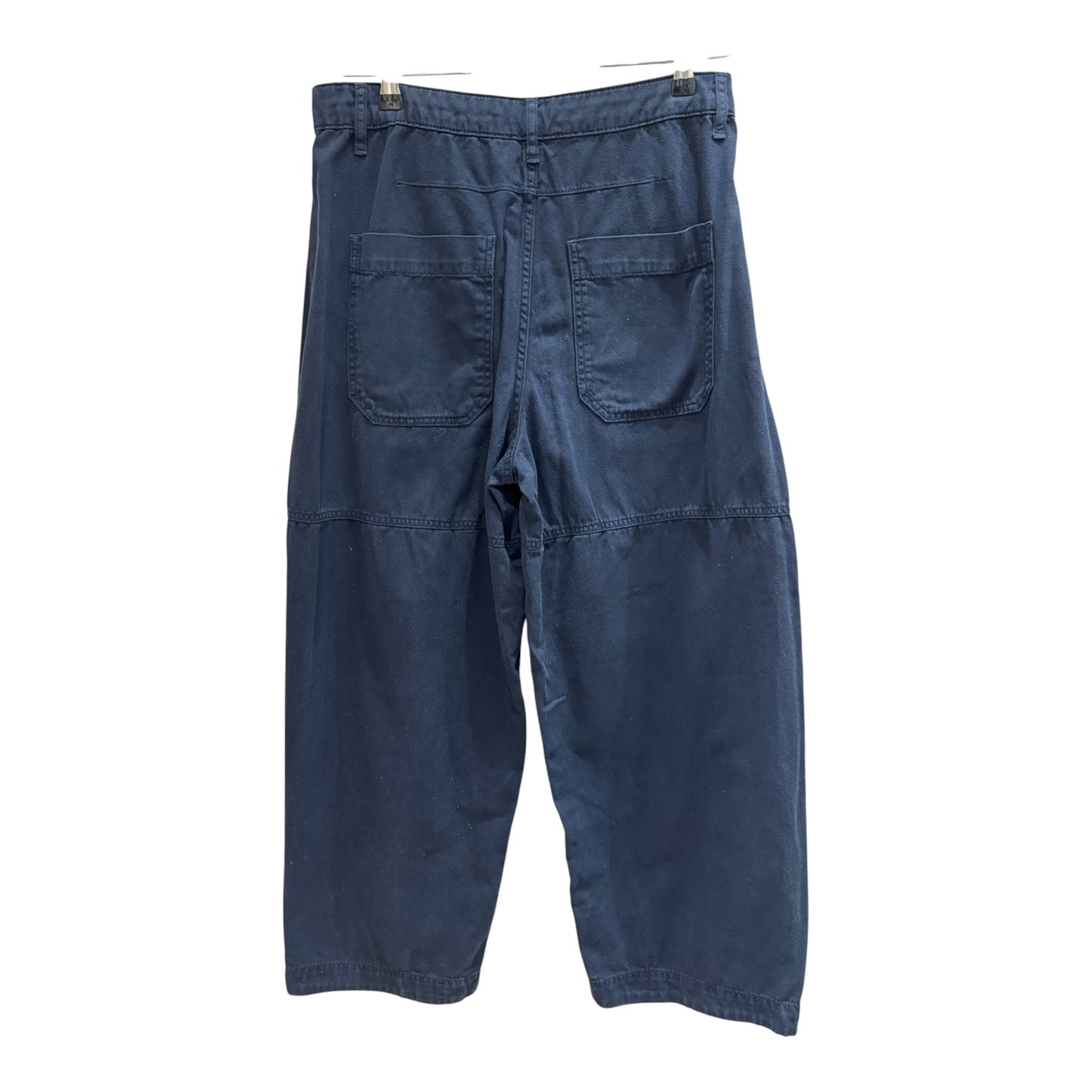 Me + Em Navy Blue Cotton Twill Barrel Leg Cargo Pants - 14
