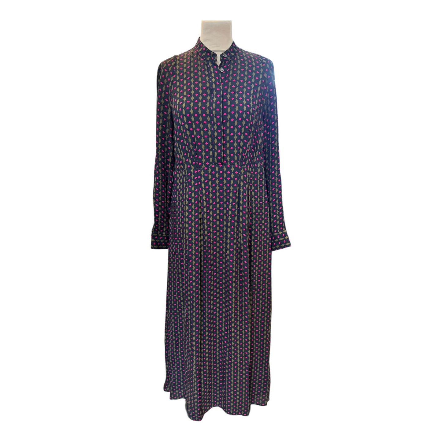 Marc O'Polo Navy Green and Pink Geometric Dress - 8