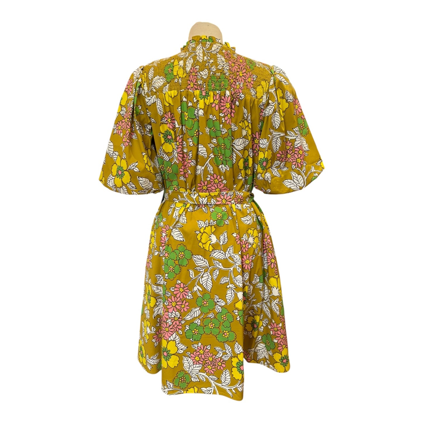 Tory Burch Mustard Floral Tie Dress - 10