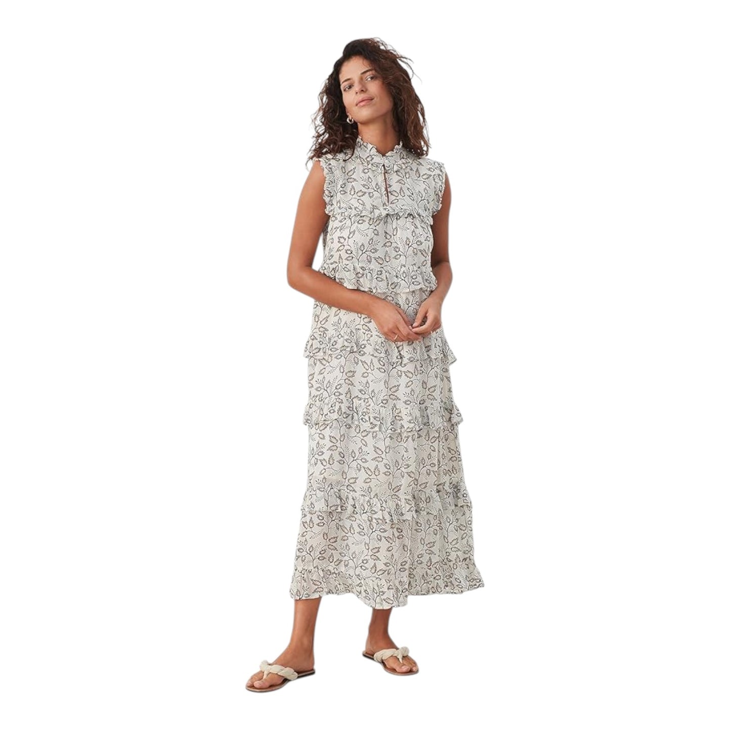 Part Two Parilla Cream Patterned Tiered Dress - 10