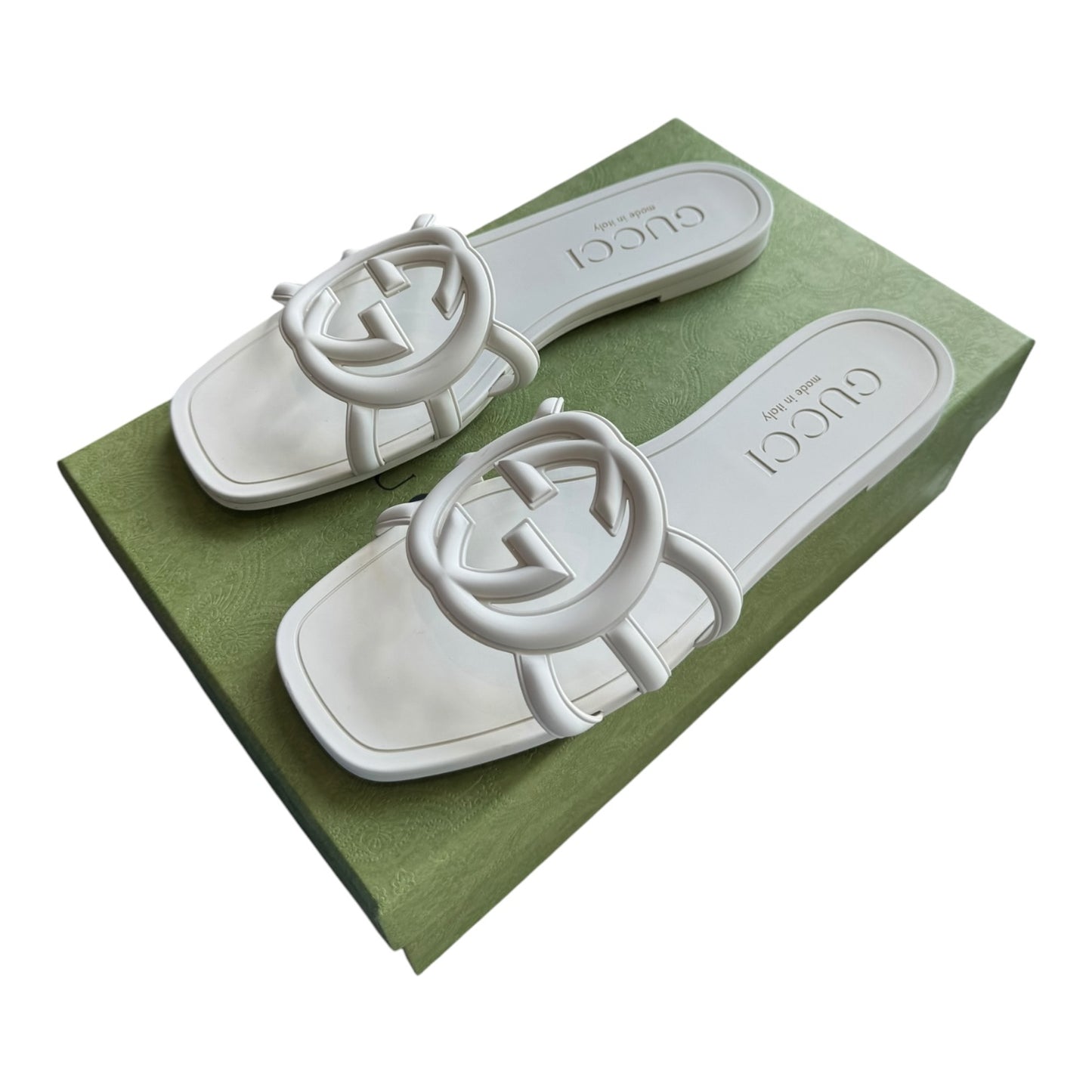 Gucci Interlocking G Light Grey Slides - 39/6