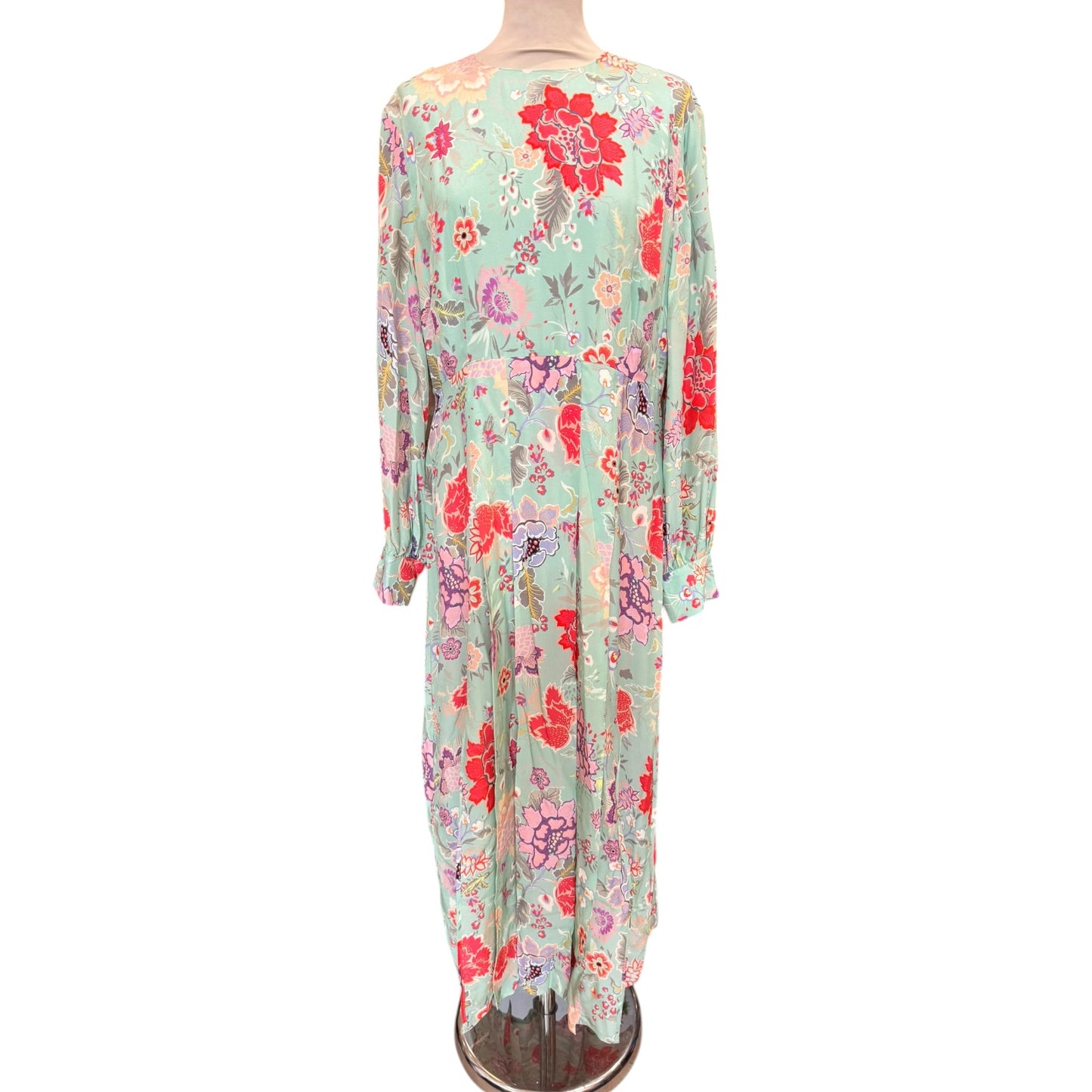 Rixo Emma Mint Peony Floral Dress - 16 - NEW