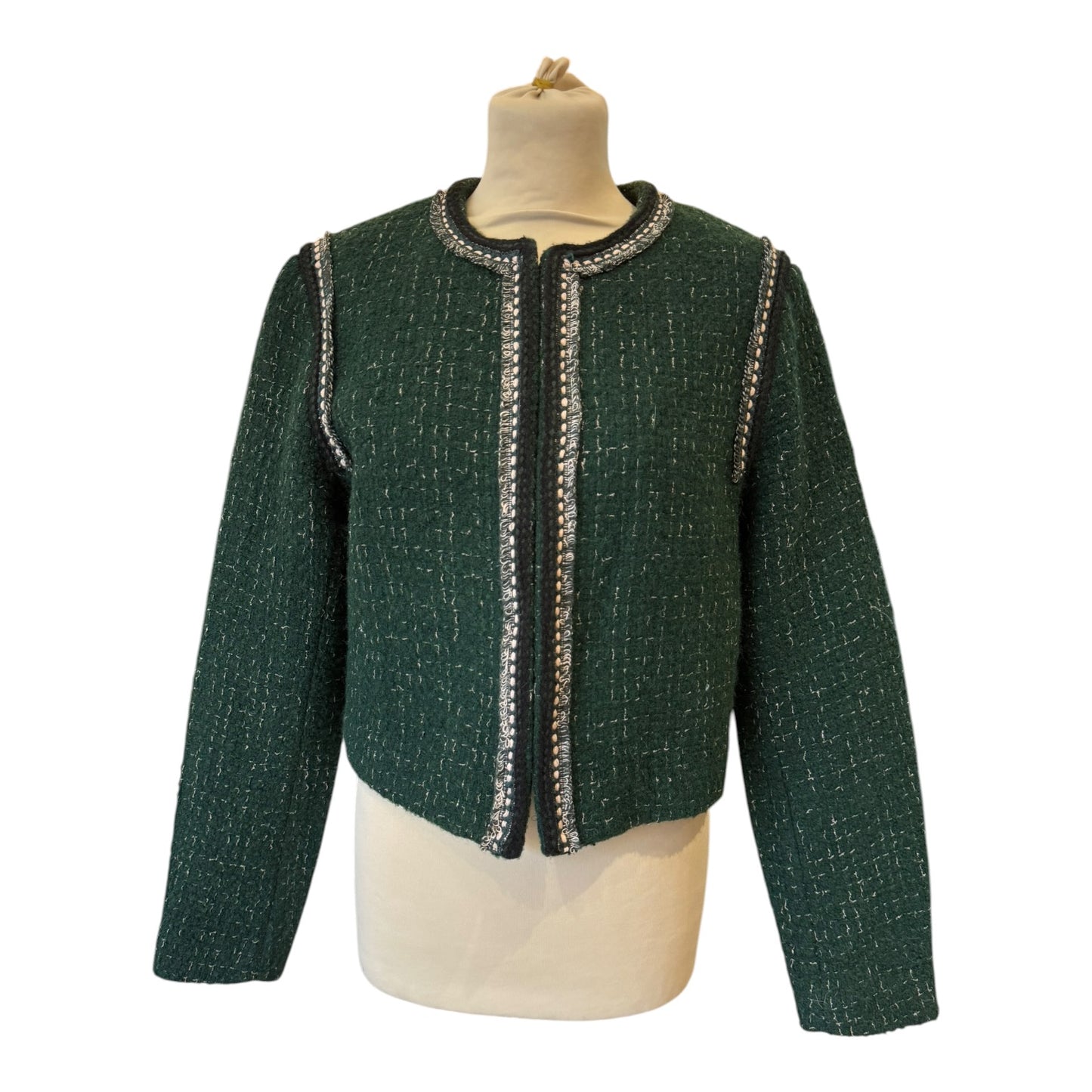 Scotch & Soda Green Cropped Tweed Blazer - 12