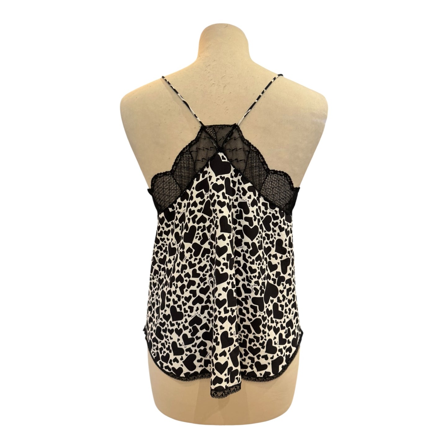 Zadig & Voltaire Christy Black and Cream Silk Lace Cami - 8