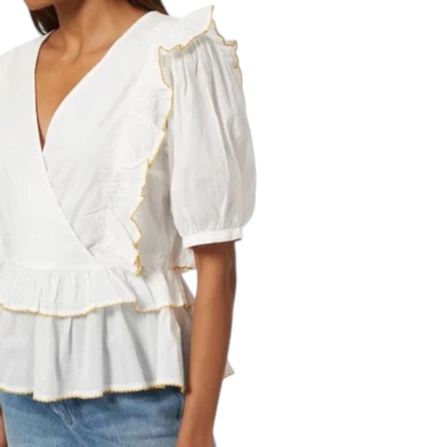 Selected Femme Wrap Frill Top in Organic Cotton - 12