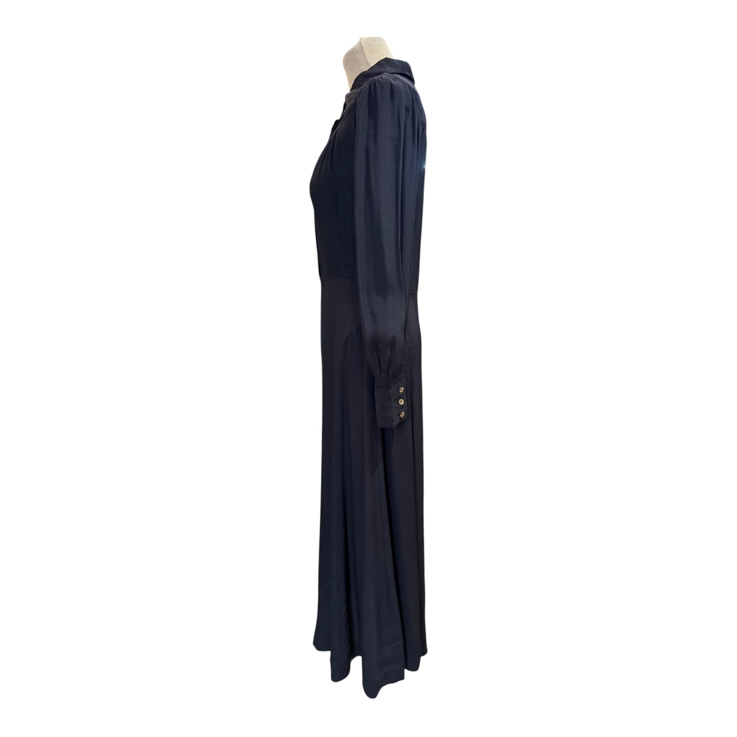 Brora Black Satin Backed Crepe Shirt Dress - 10 - NEW