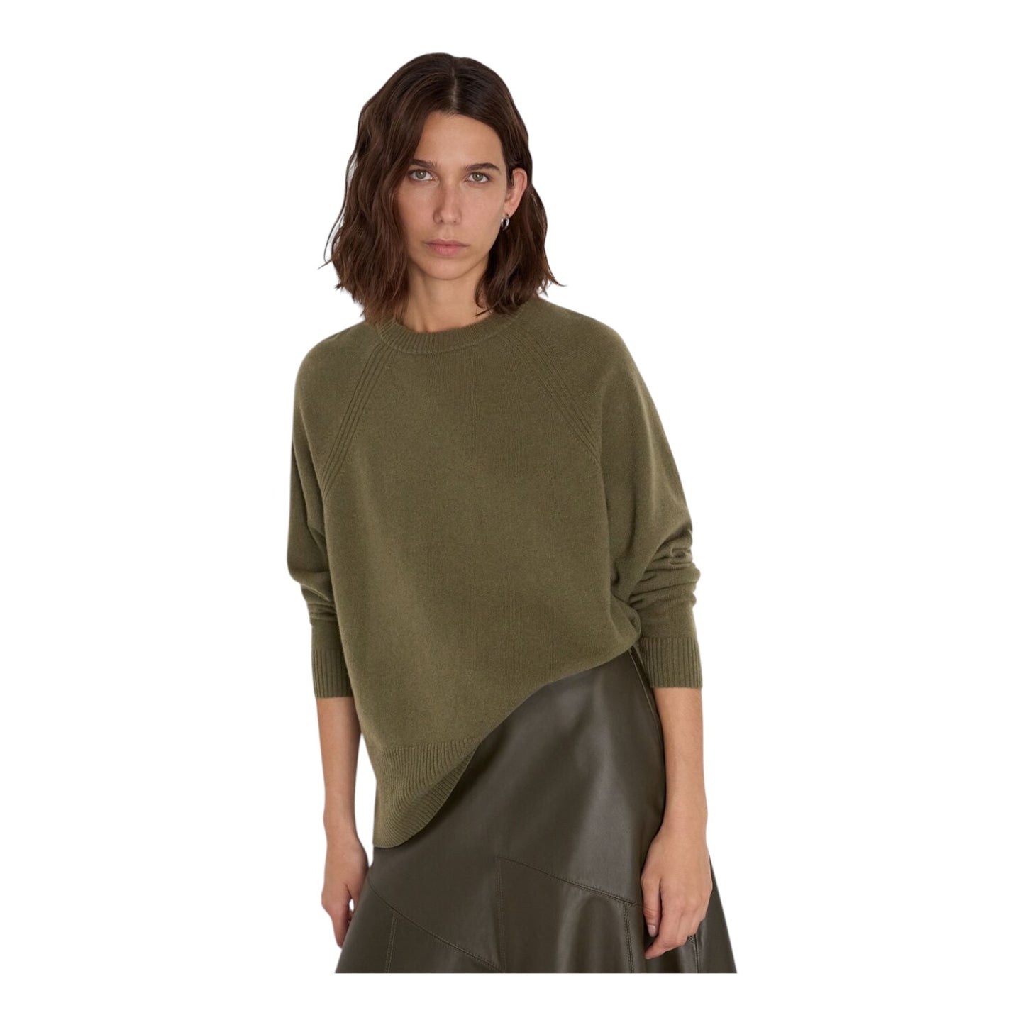 Whistles Khaki Ultimate Cashmere Crew Neck - 12