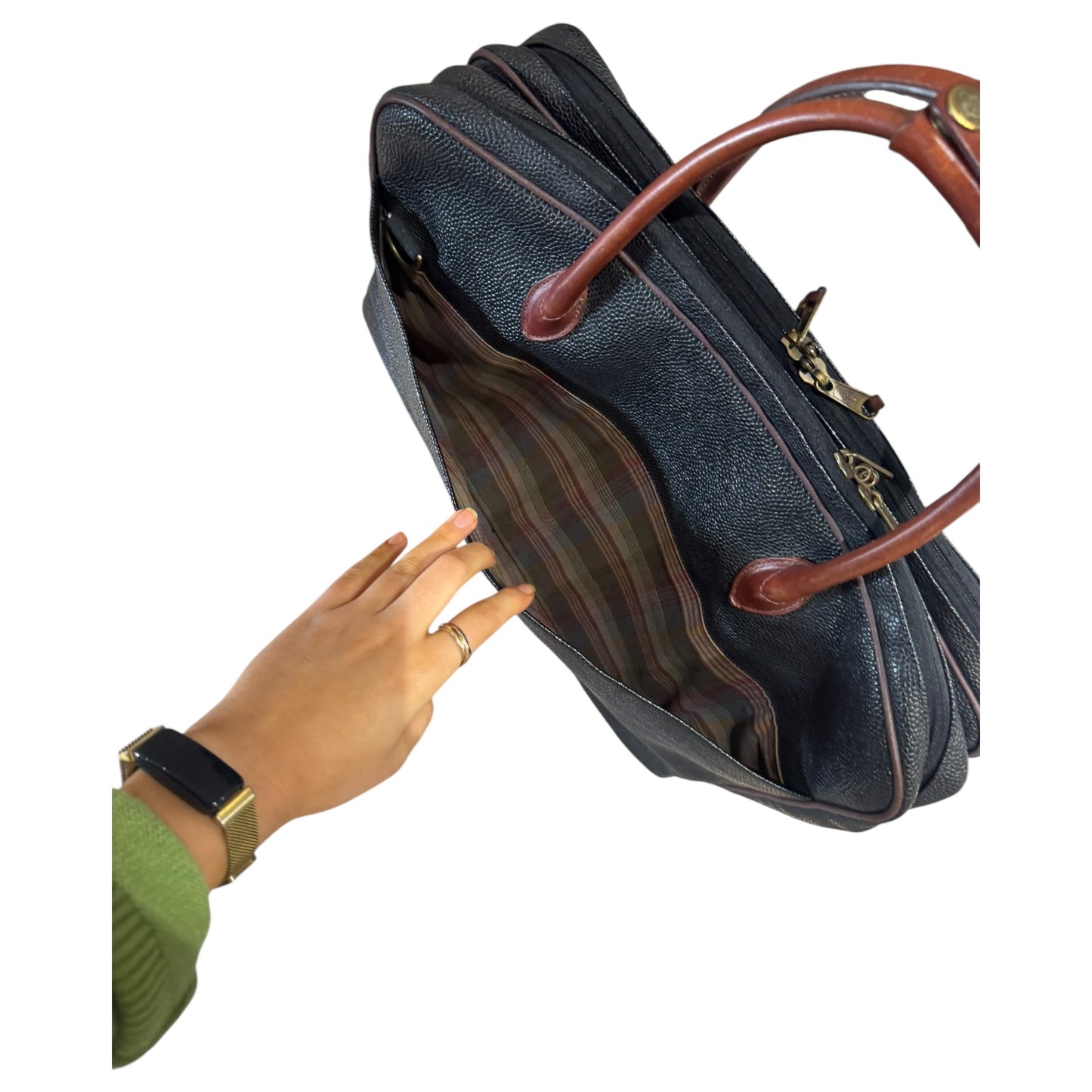 Mulberry Scotch Grain Black and Brown Brief Case