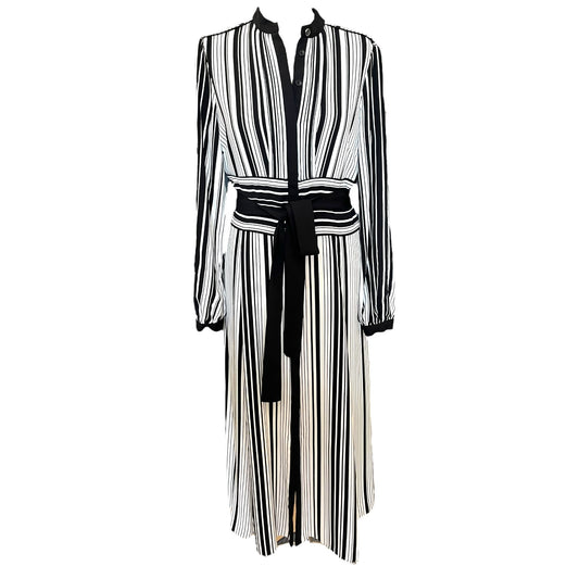 Karen Millen Black and White Stripe Dress - 10/12 (small fitting)