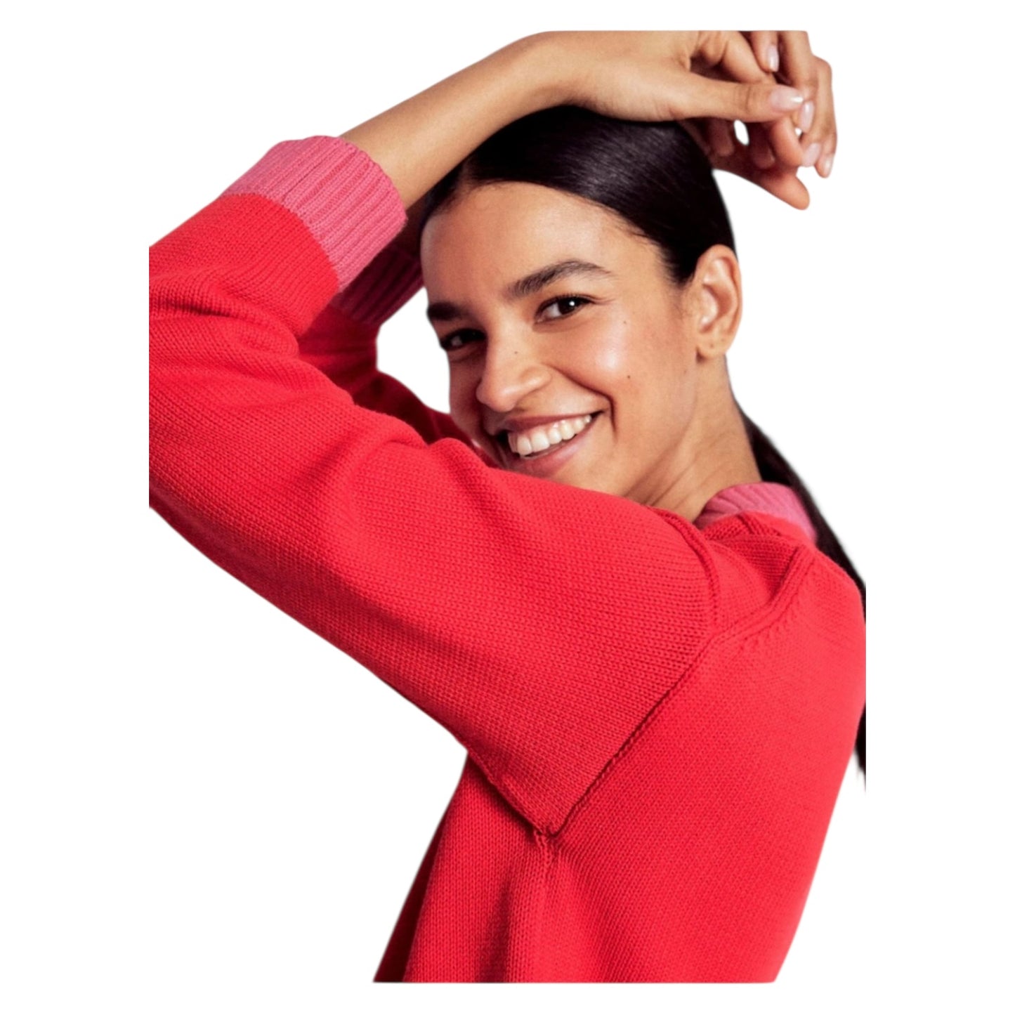 Boden Jemma Red and Pink Chunky Cardigan - 18