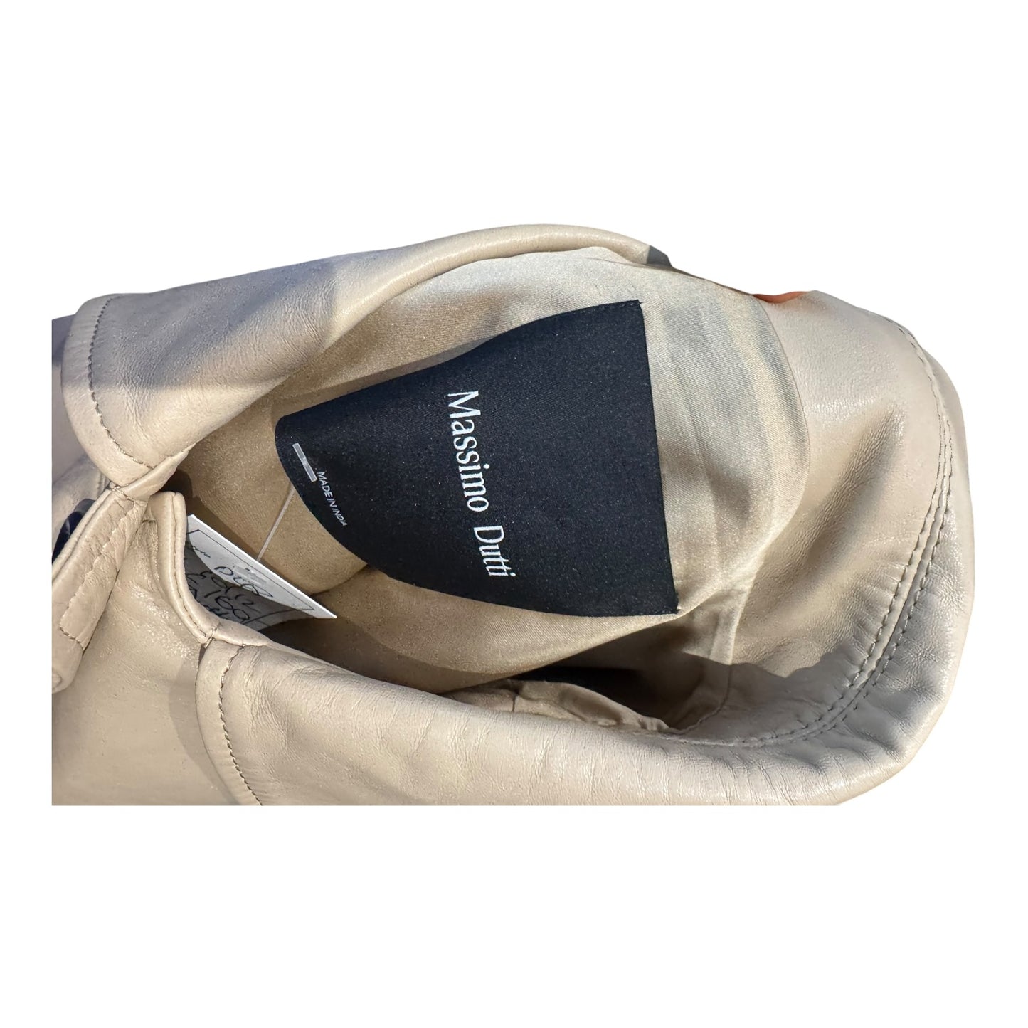 Massimo Dutti Cream Crop Leather Jacket - 10/12