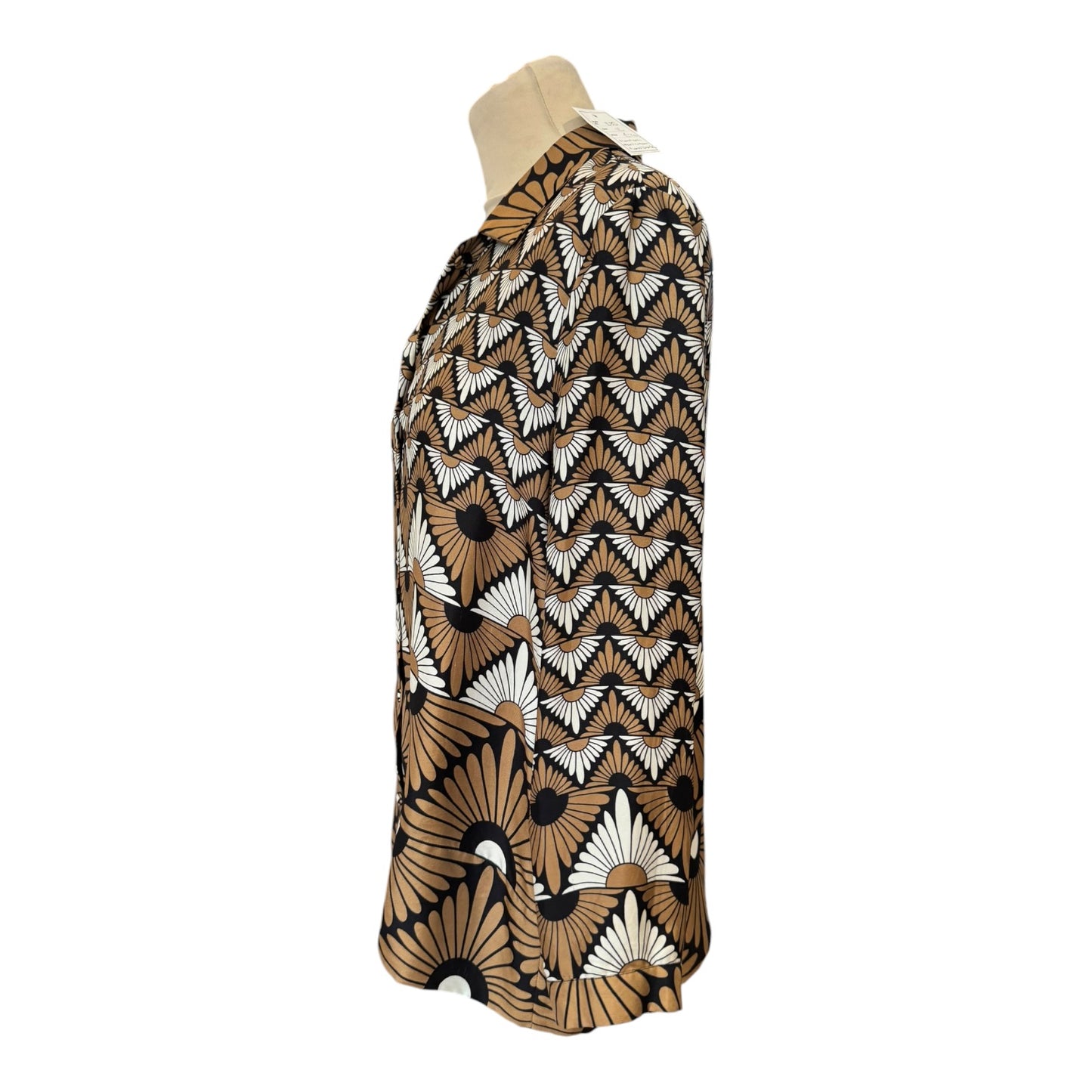 Max Mara Studio Tan and Black Silk Top - 12