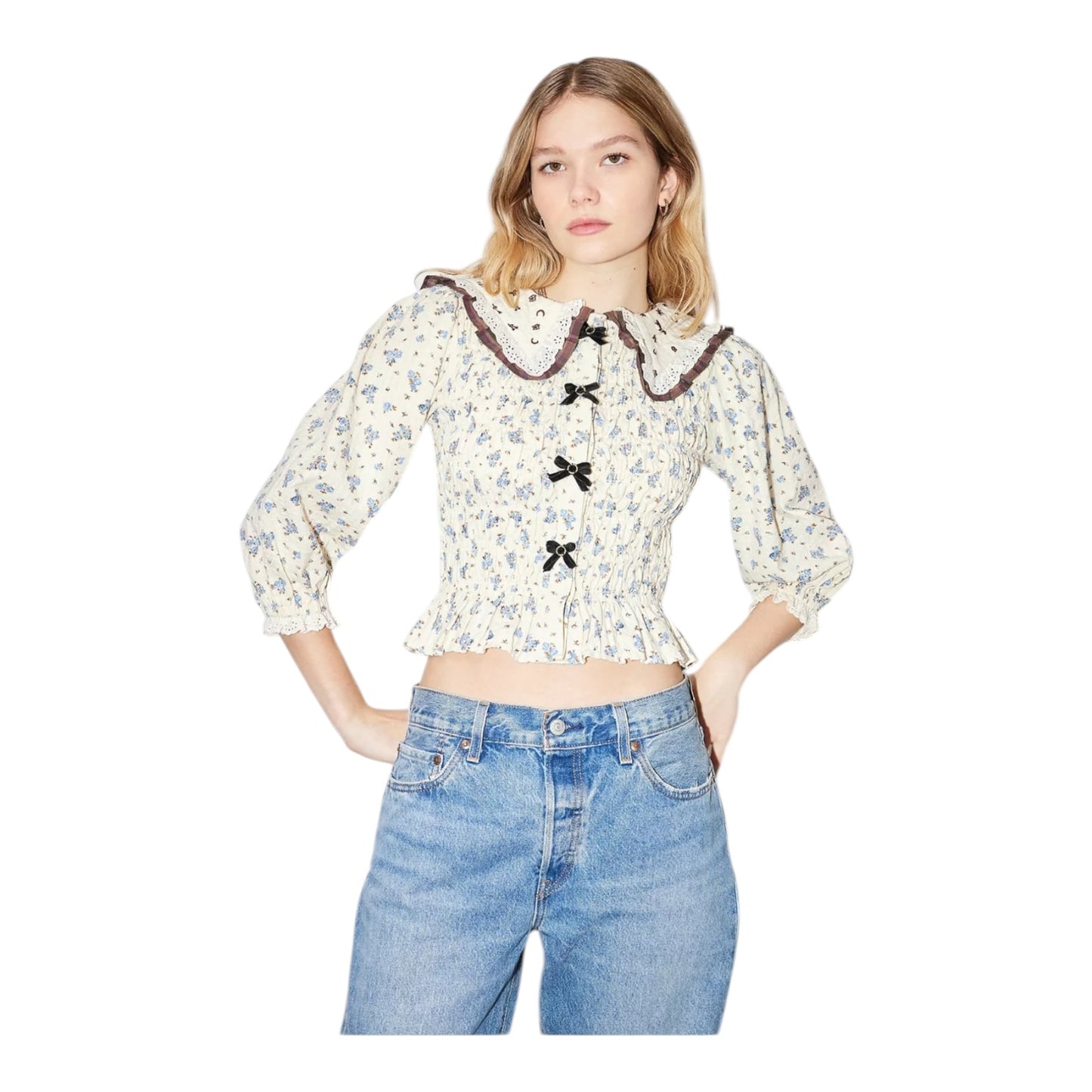 Kimchi Blue Collared Blouse - 12 - NEW