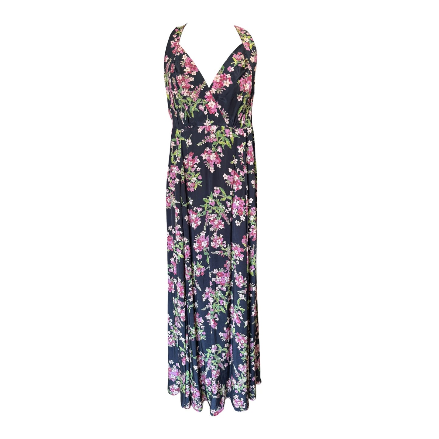 By TiMo Navy Pink Floral Halterneck Dress - 12