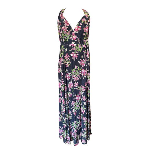 By TiMo Navy Pink Floral Halterneck Dress - 12