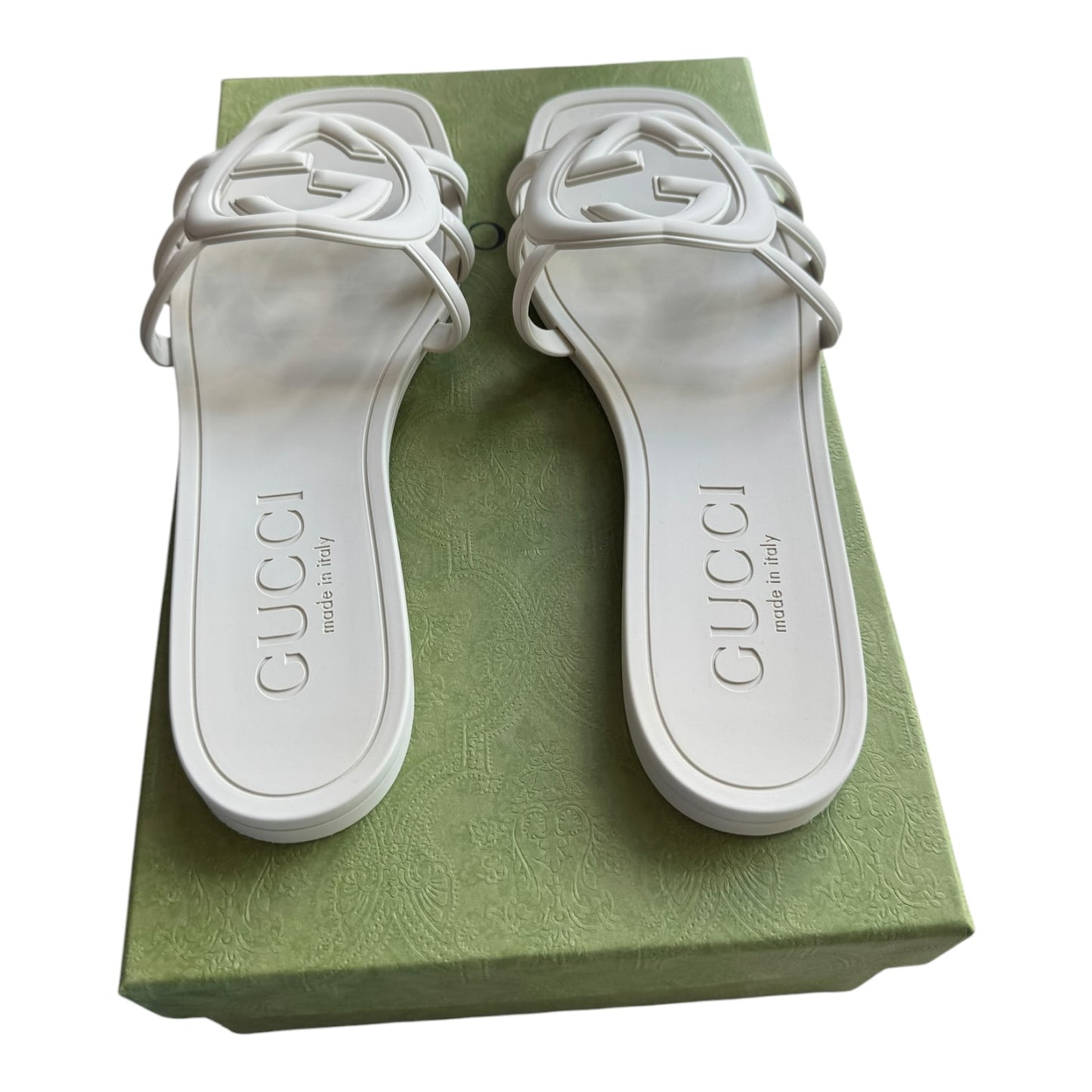 Gucci Interlocking G Light Grey Slides - 39/6