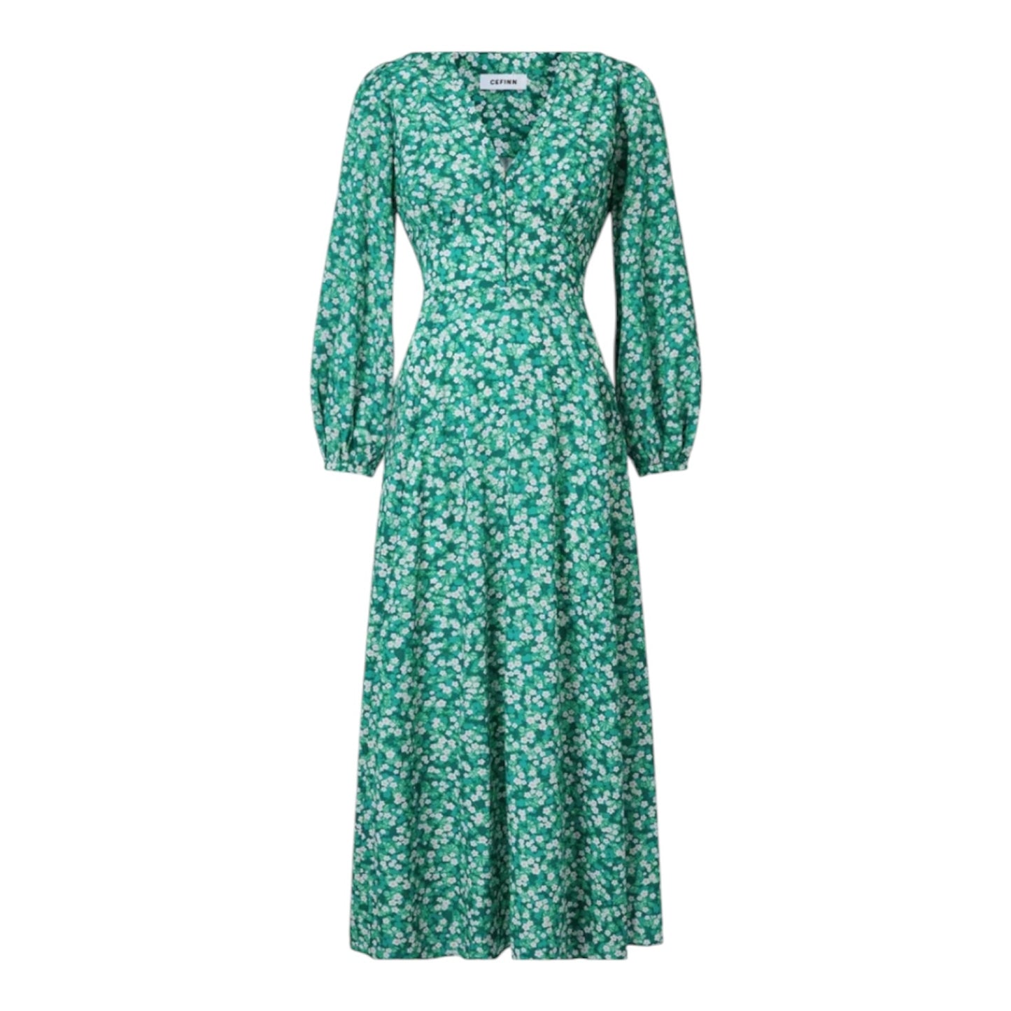 Cefinn Cora V Neck Dress in Green Blossom - 12