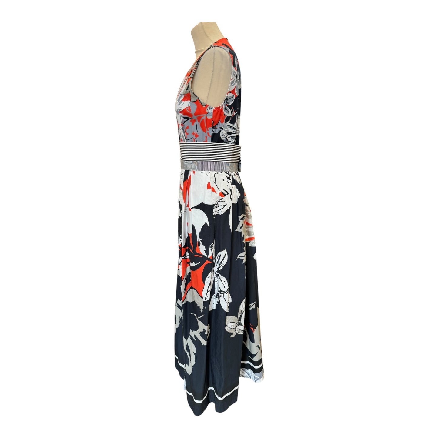 Sara Roka Navy and Coral Floral Wrap Dress - 12