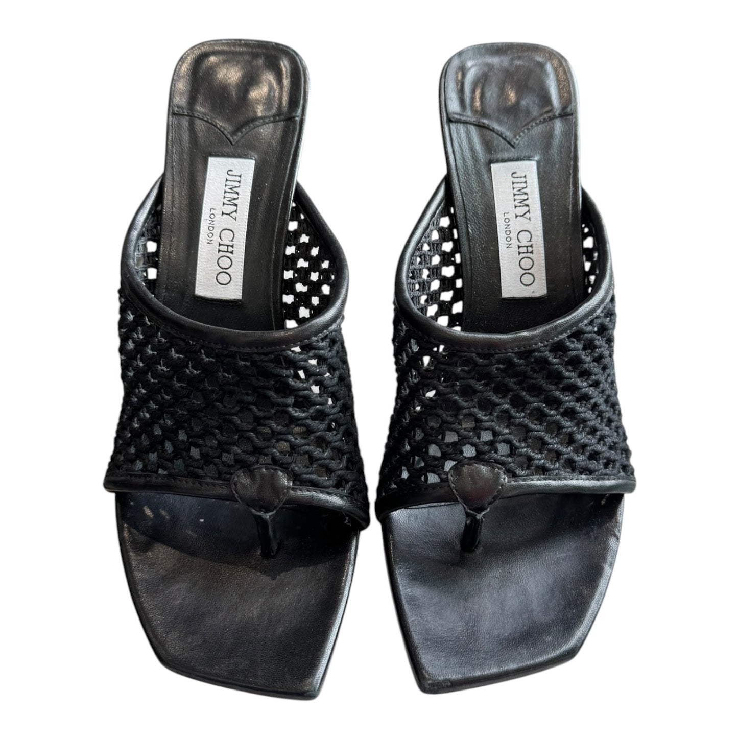 Jimmy Choo Black Seher 90 Woven Mules - 40.5 / 7.5