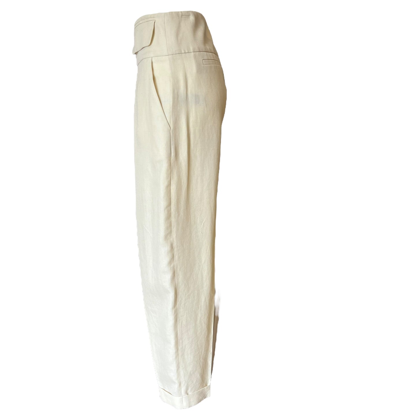 Victoria Beckham Cream Barrel Leg Trousers - 14