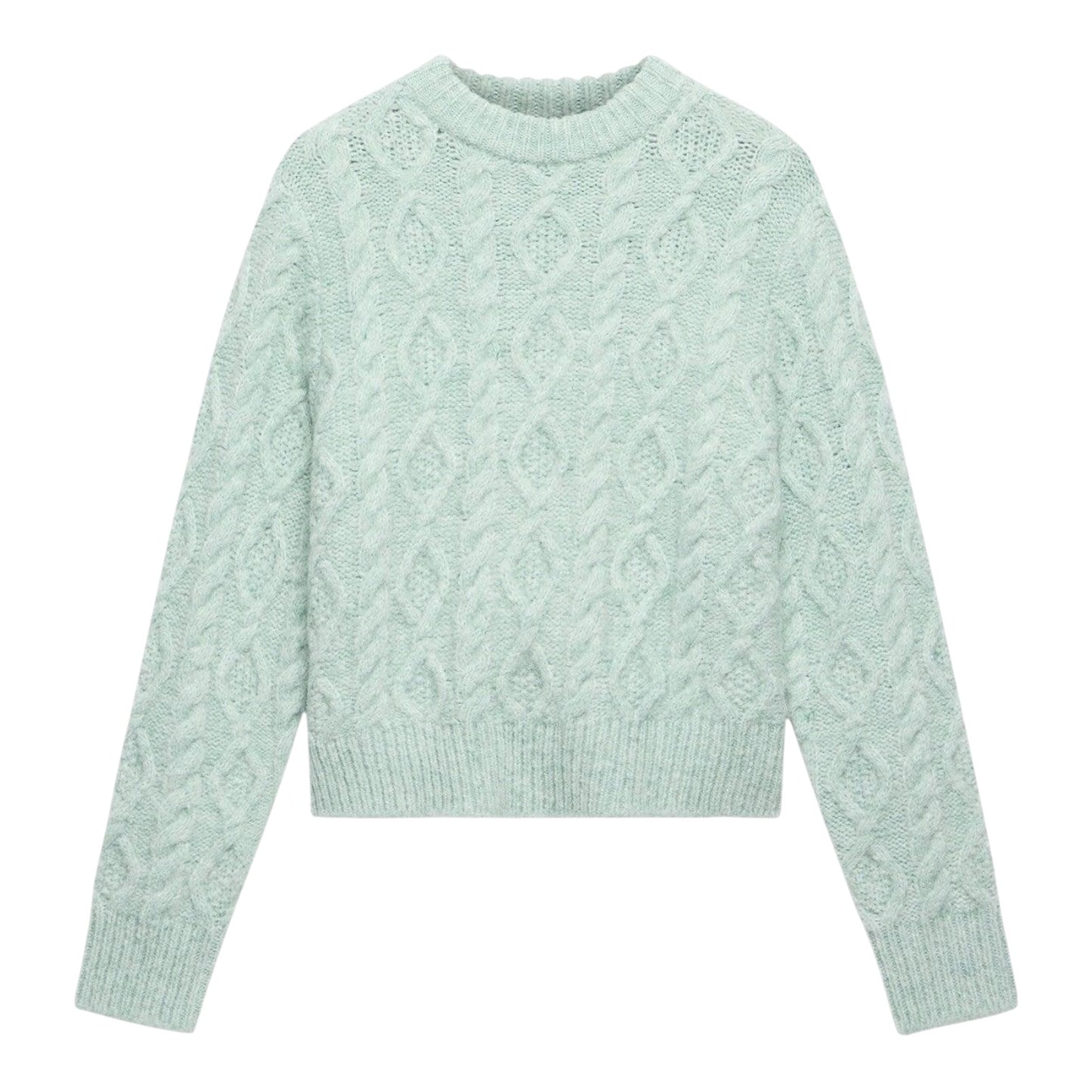Mint Velvet Mint Green Cable Fluff Jumper - 12 - NEW