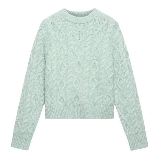 Mint Velvet Mint Green Cable Fluff Jumper - 12 - NEW