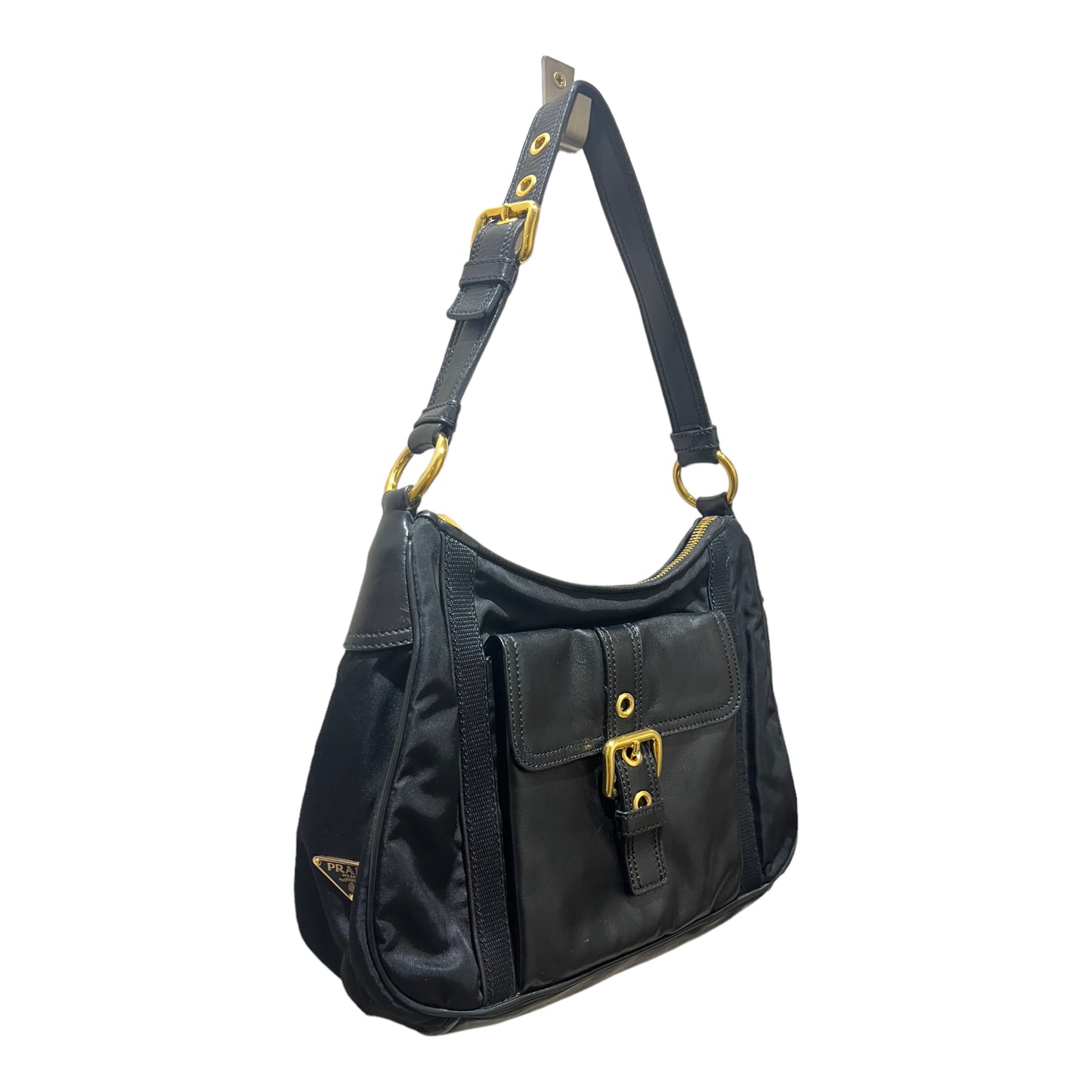 Prada Black Nylon and Leather Bag