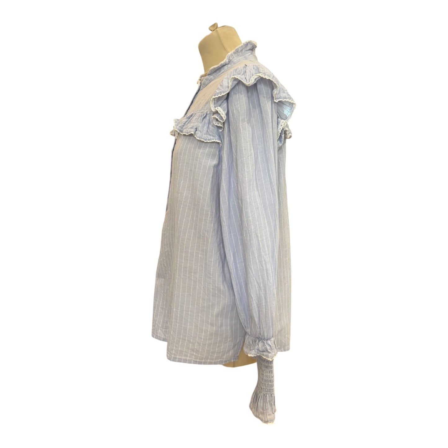 Me + Em Blue Stripe Cotton Voile Shirt - 16