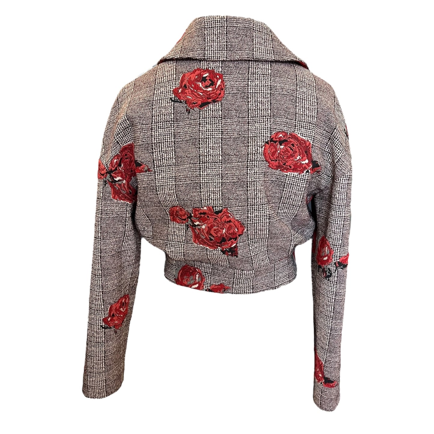 Exquise Rose Motif Crop Check Jacket - 8