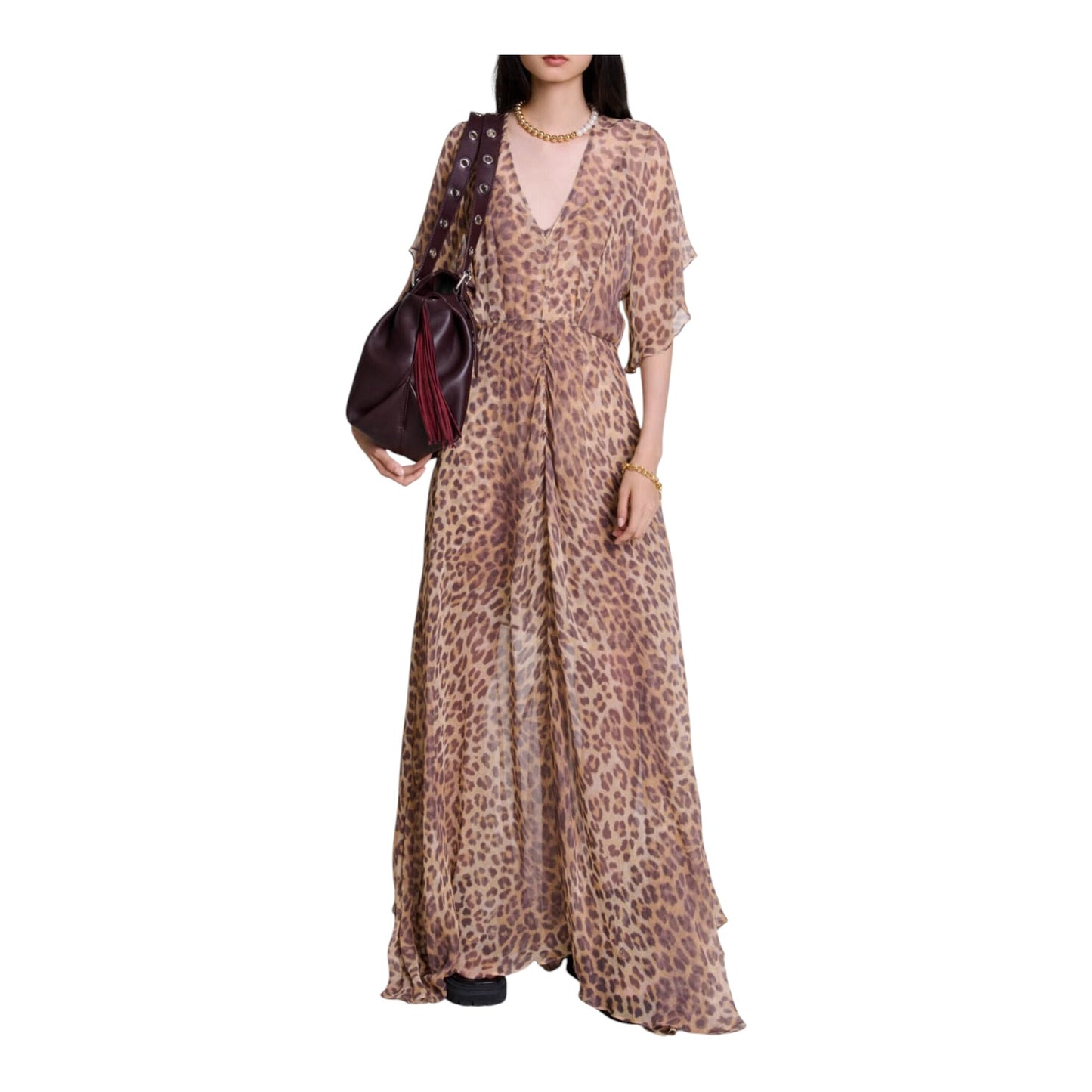 Maje Leopard Print Maxi Dress - 10