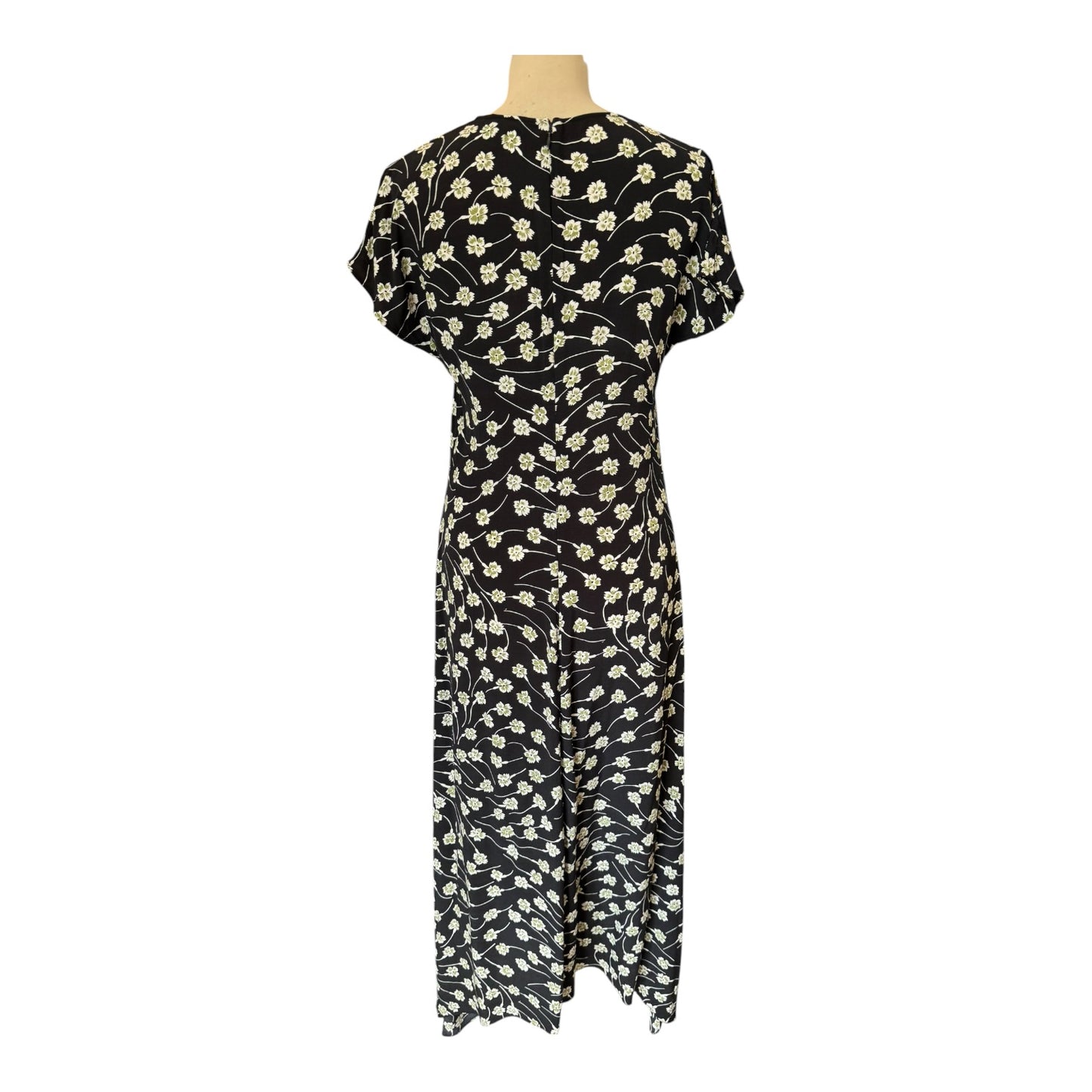Jigsaw Black Floral Midi Dress - 6
