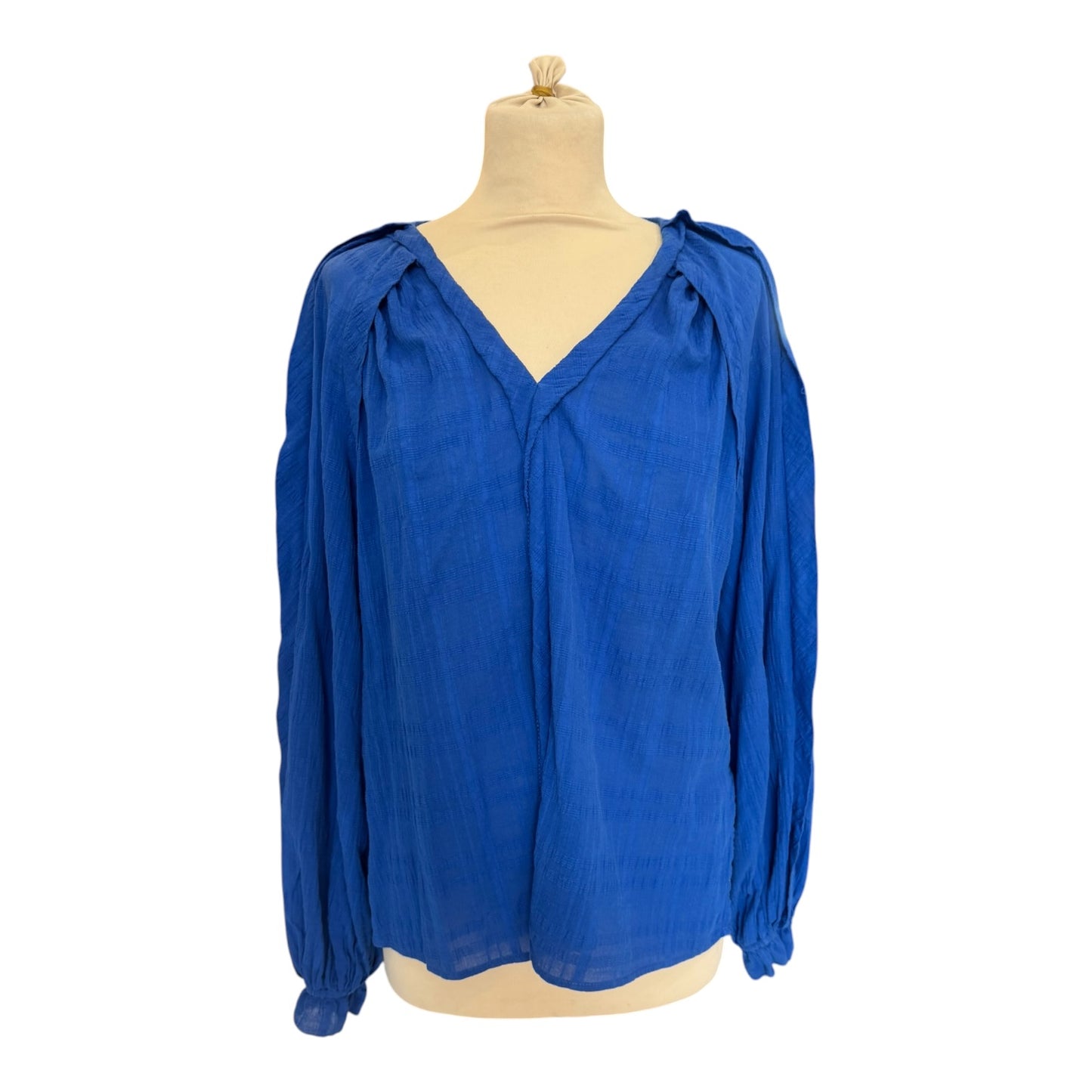 Jigsaw Cobalt Textured Cotton V Neck Top - 8