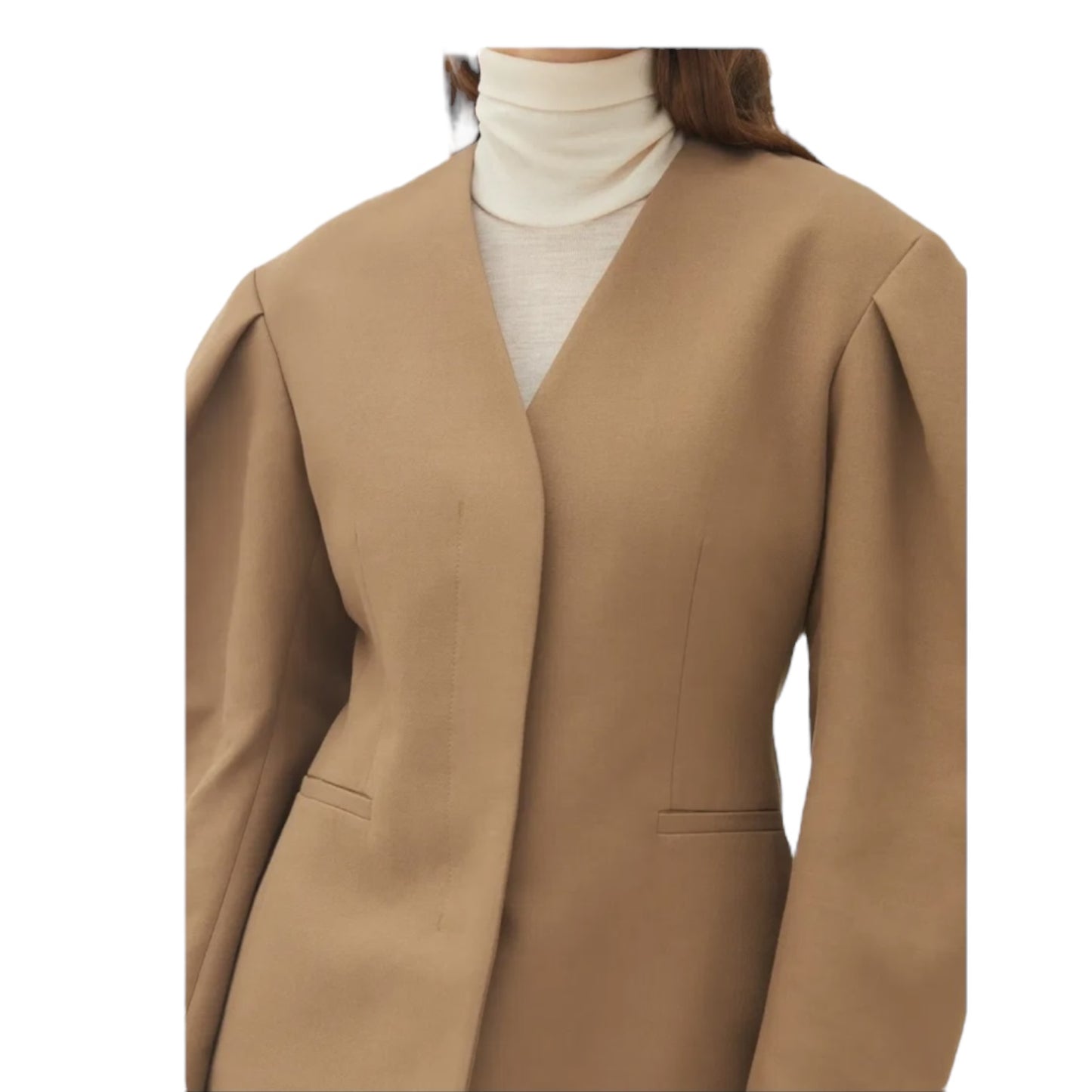 Arket Camel Puff Sleeve Blazer in Italian Fabric - 10
