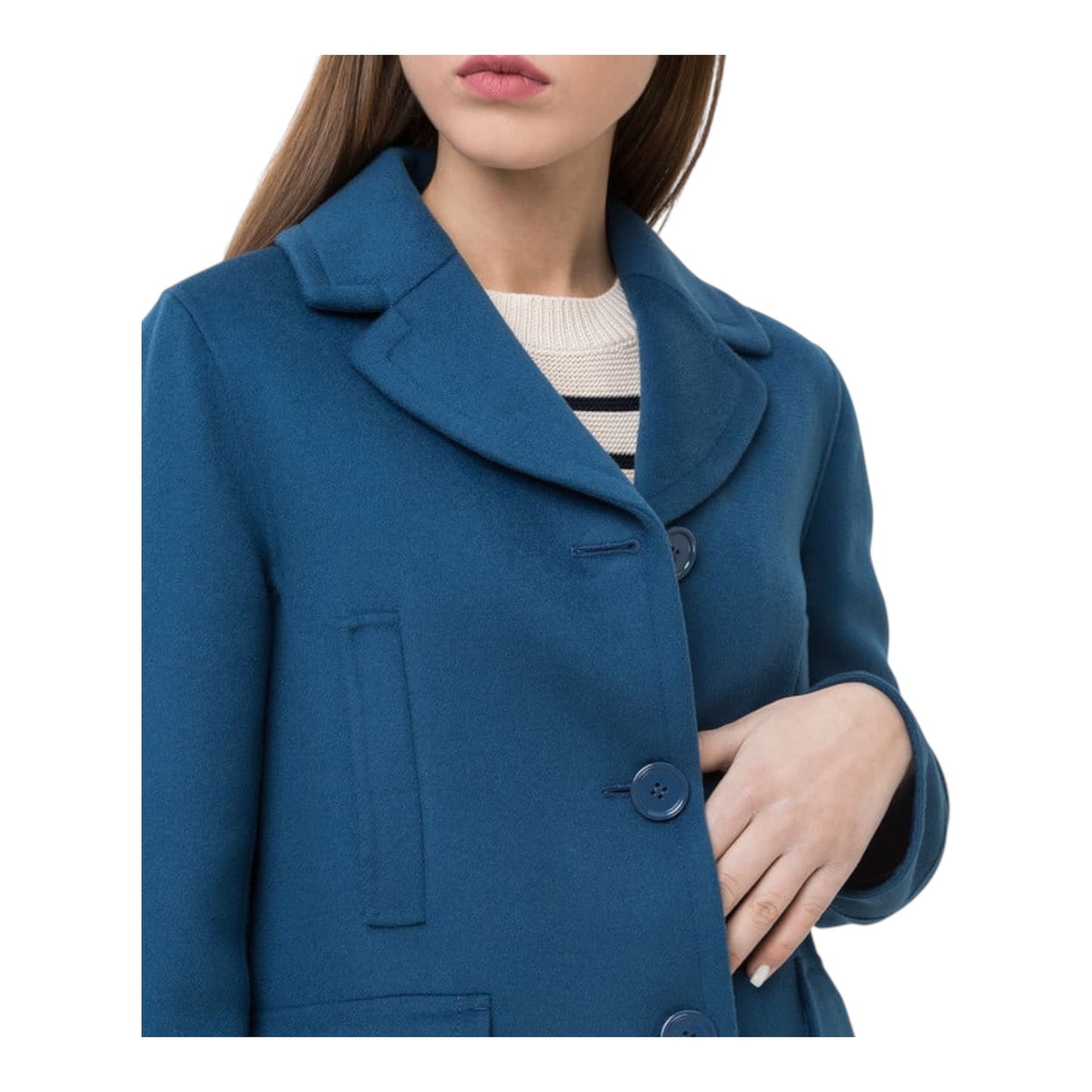 S Max Mara Marina Blue Wool Coat - 10/12