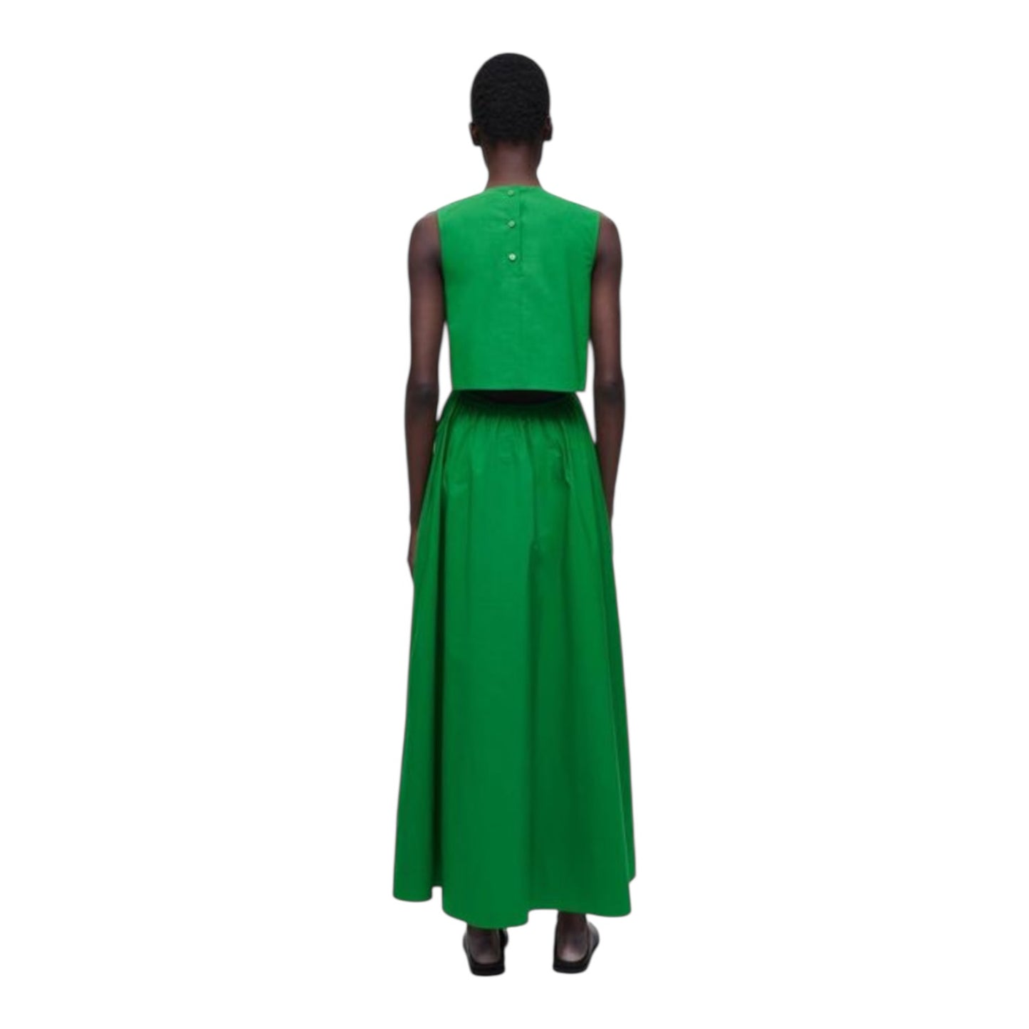 COS Green Open-back Cotton Midi Dress - 12/14