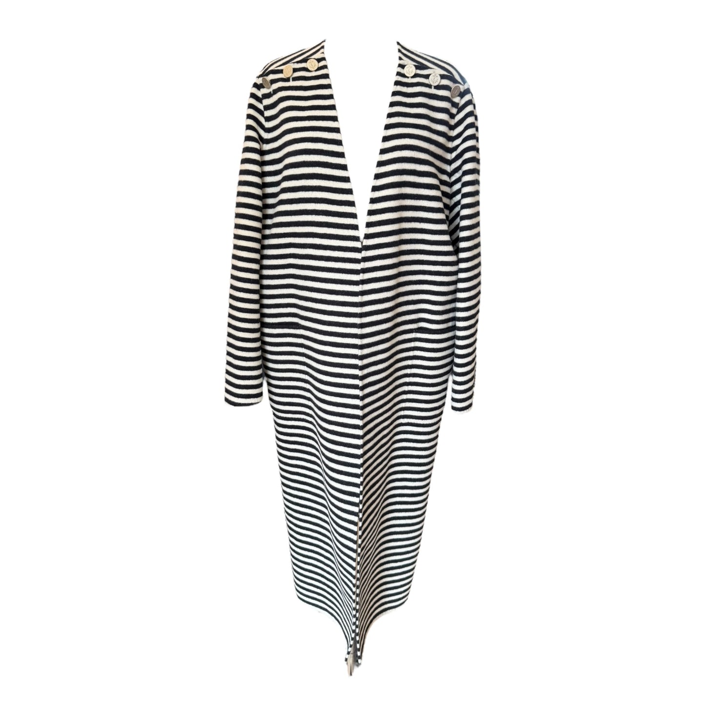 MaxMara Sfilato Black and White Stripe Coat - 12