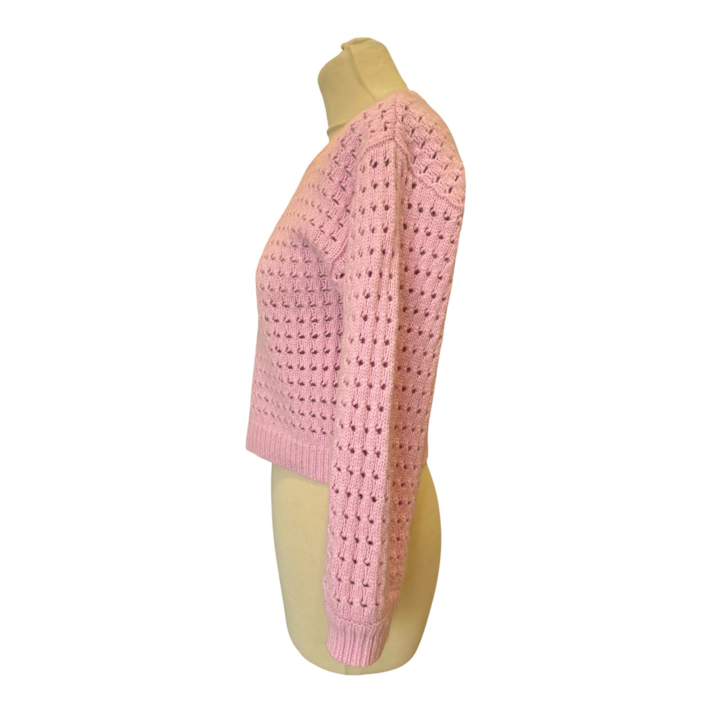 Allude Pink Wool and Cashmere Crop Jumper - 8/10