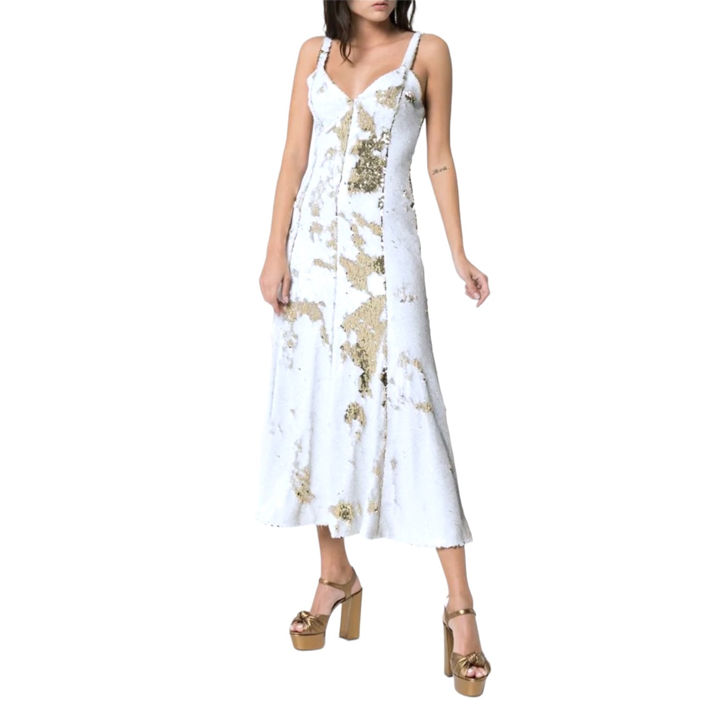 Racil White and Gold Sequin Dress - 8 - NEW