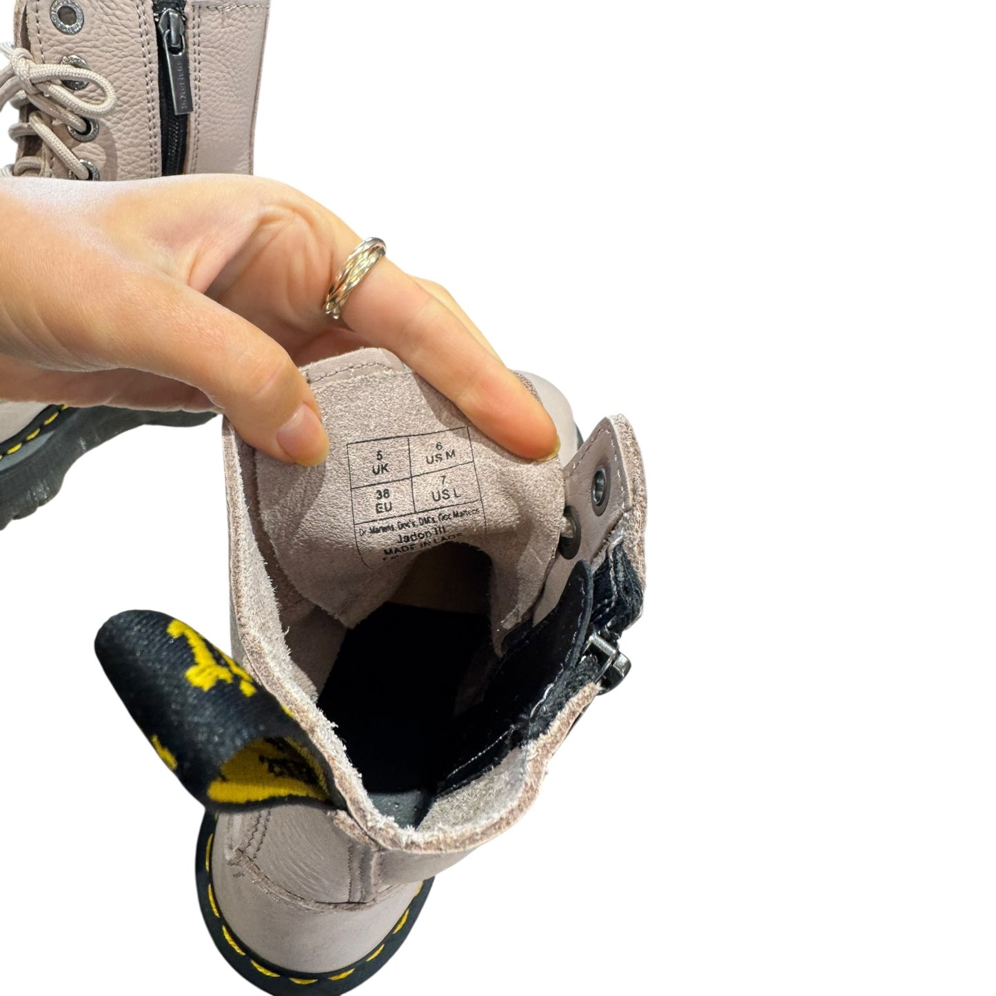 Dr Marten Jadon III Soft Leather Platform Boots in VINTAGE TAUPE - 38 / 5